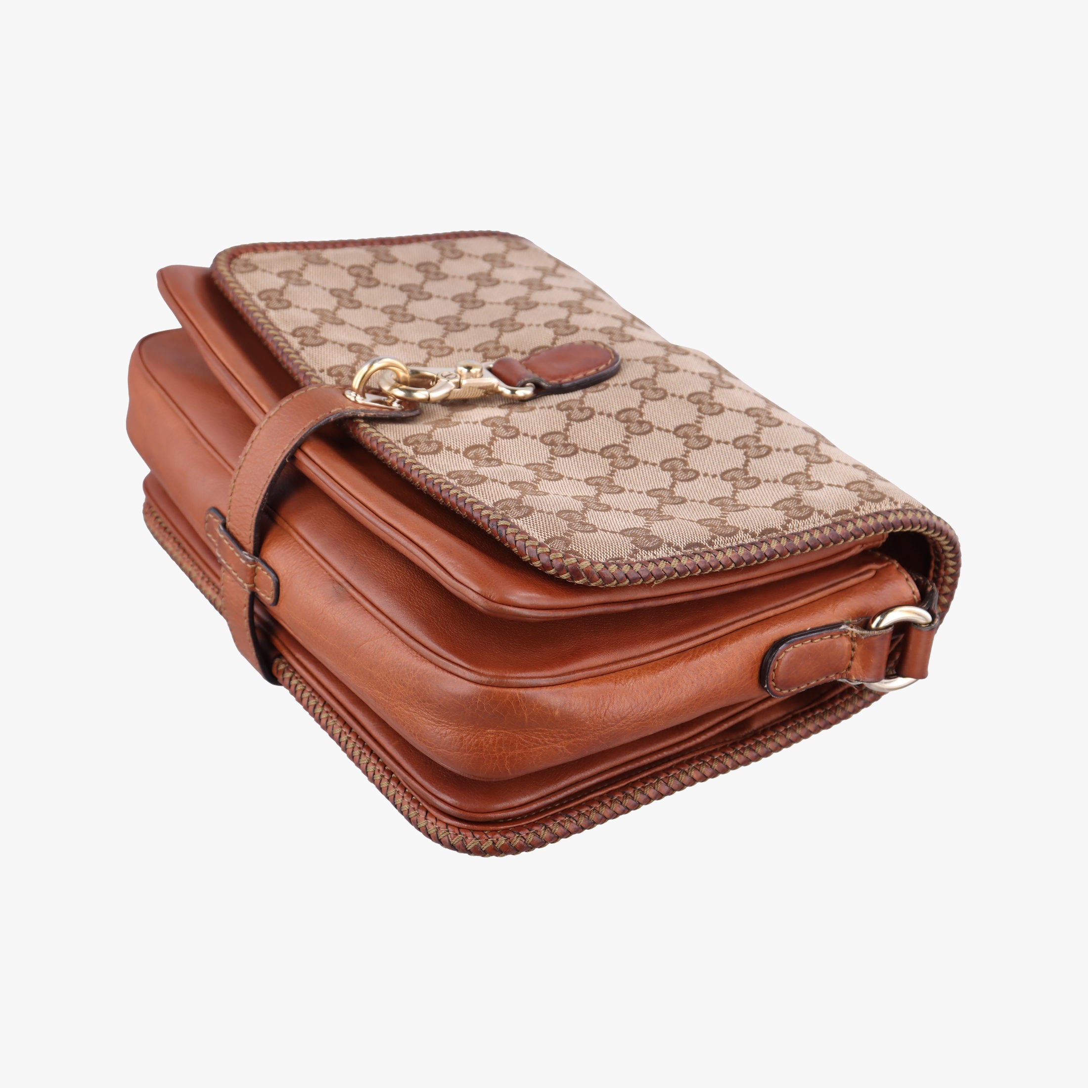 Pre-owned Gucci Marrakech Messenger Beige x Brown canvas x Leather 257024 shoulderbag | stylenewstar