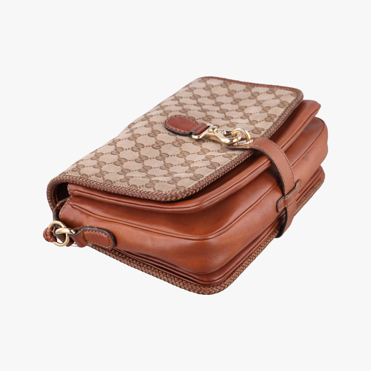 Pre-owned Gucci Marrakech Messenger Beige x Brown canvas x Leather 257024 shoulderbag | stylenewstar