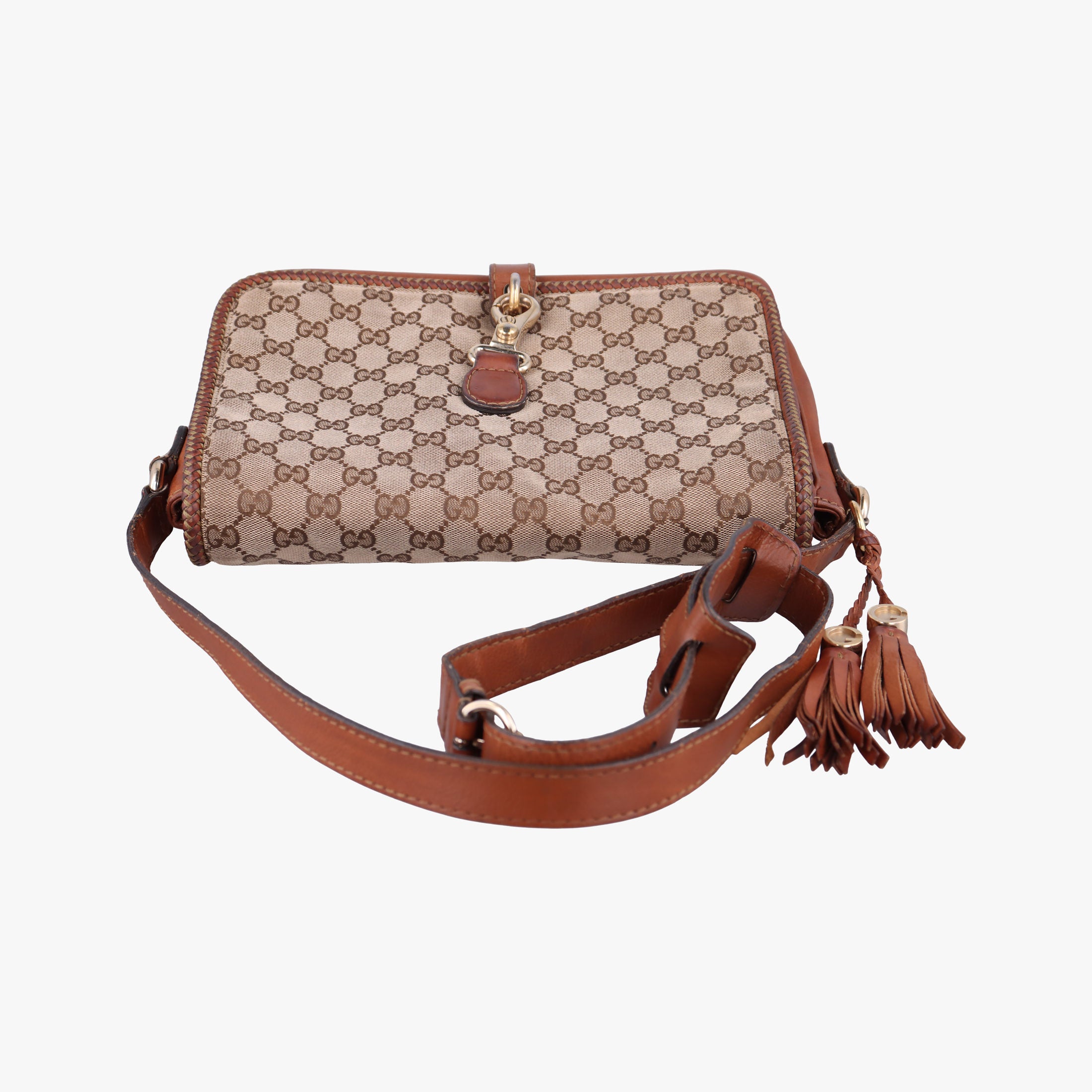 Pre-owned Gucci Marrakech Messenger Beige x Brown canvas x Leather 257024 shoulderbag | stylenewstar