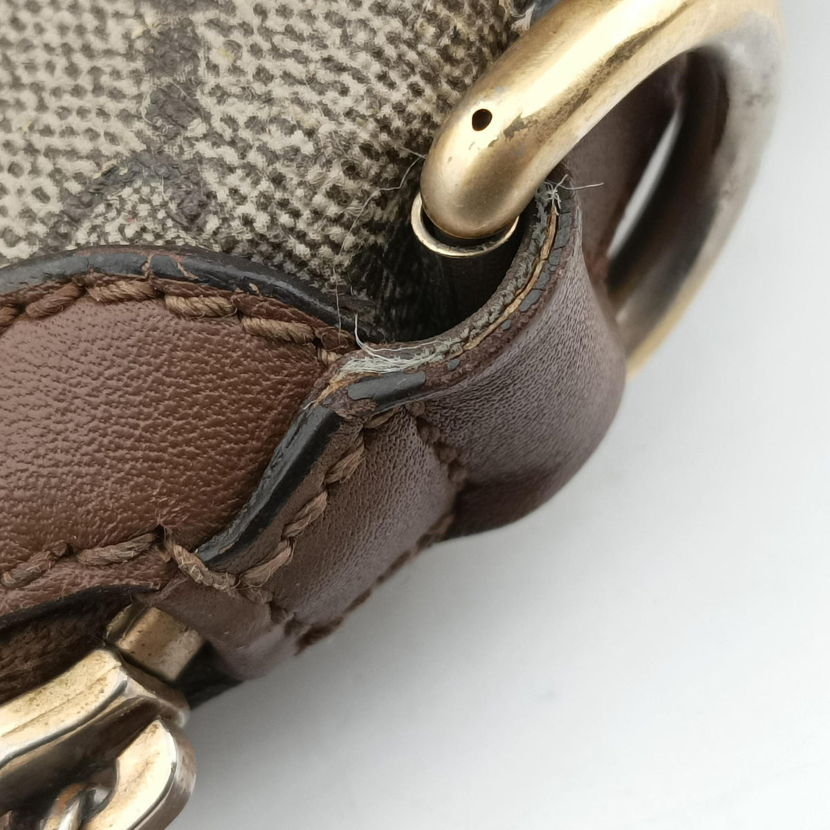 Pre-owned Gucci GG Supreme Medium Nice Dome Beige×Brown PVC coated canvas × leather 309614 shoulderbag | stylenewstar