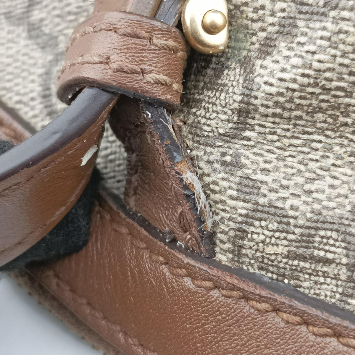 Pre-owned Gucci GG Supreme Medium Nice Dome Beige×Brown PVC coated canvas × leather 309614 shoulderbag | stylenewstar