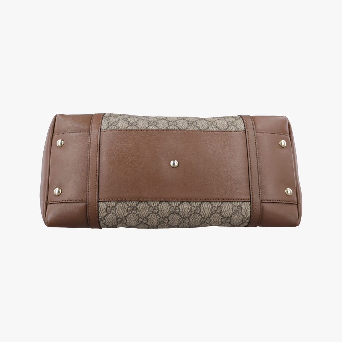 Pre-owned Gucci GG Supreme Medium Nice Dome Beige×Brown PVC coated canvas × leather 309614 shoulderbag | stylenewstar