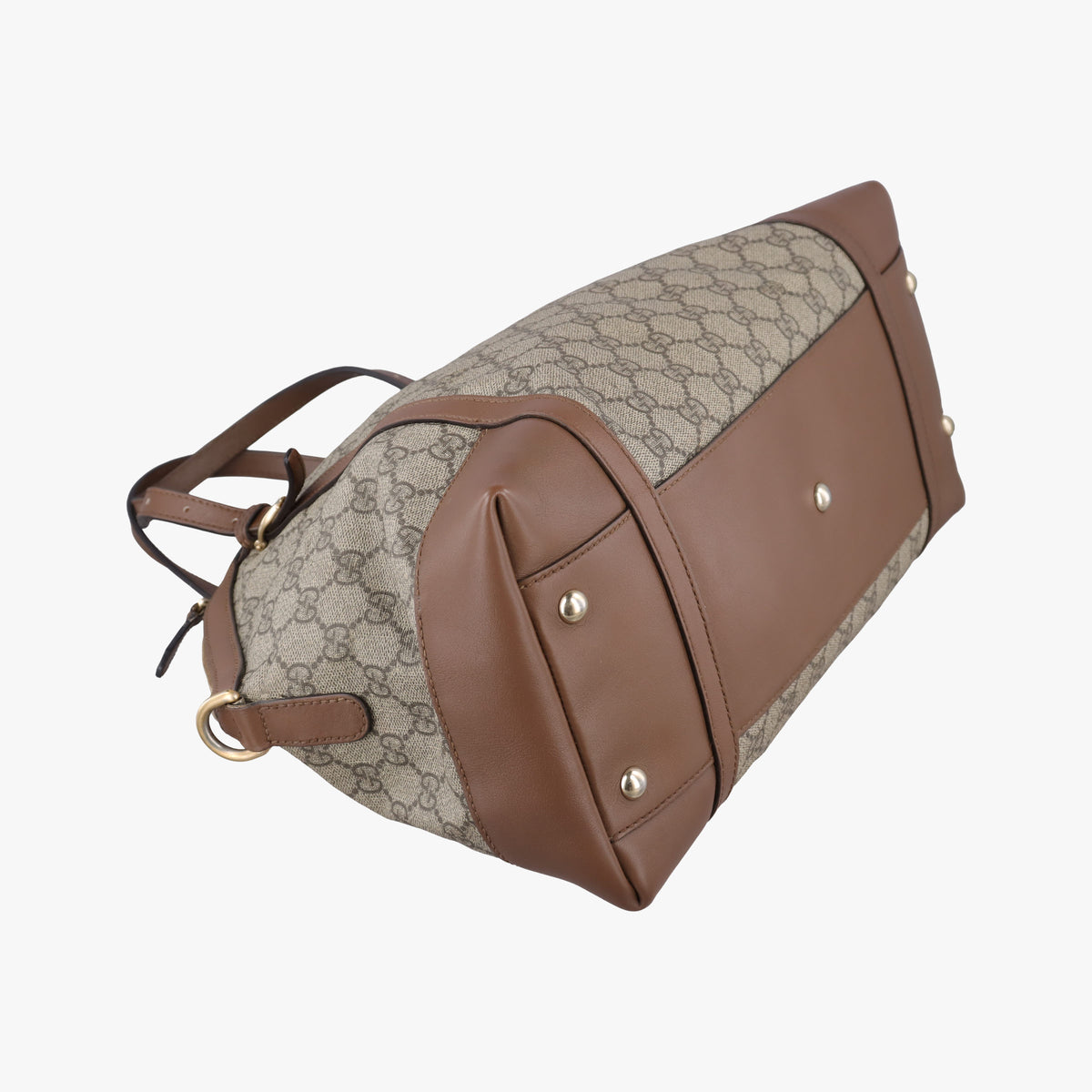 Pre-owned Gucci GG Supreme Medium Nice Dome Beige×Brown PVC coated canvas × leather 309614 shoulderbag | stylenewstar