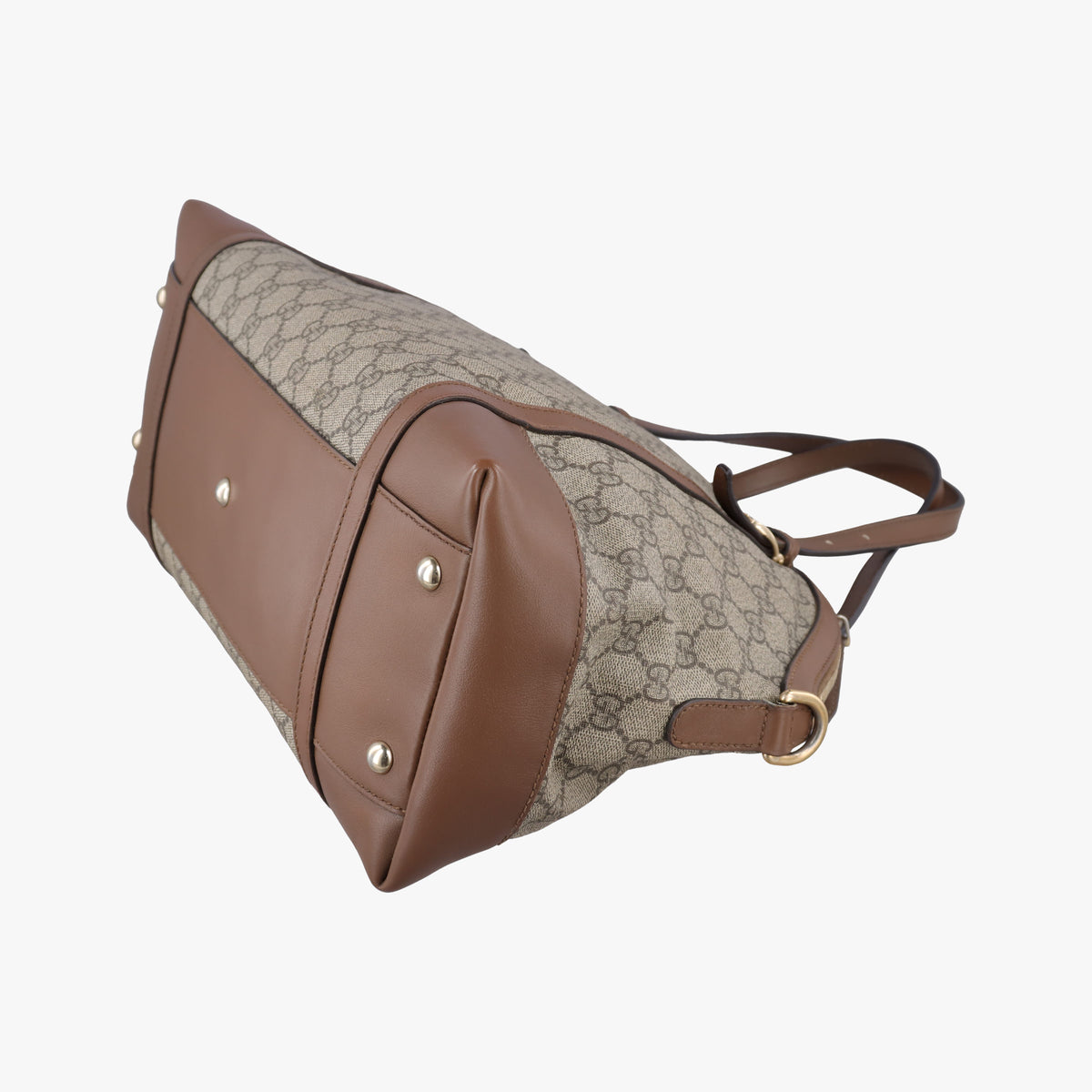 Pre-owned Gucci GG Supreme Medium Nice Dome Beige×Brown PVC coated canvas × leather 309614 shoulderbag | stylenewstar