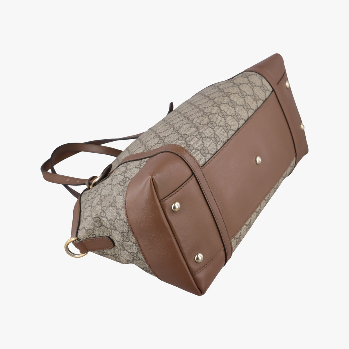 Pre-owned Gucci GG Supreme Medium Nice Dome Beige×Brown PVC coated canvas × leather 309614 shoulderbag | stylenewstar