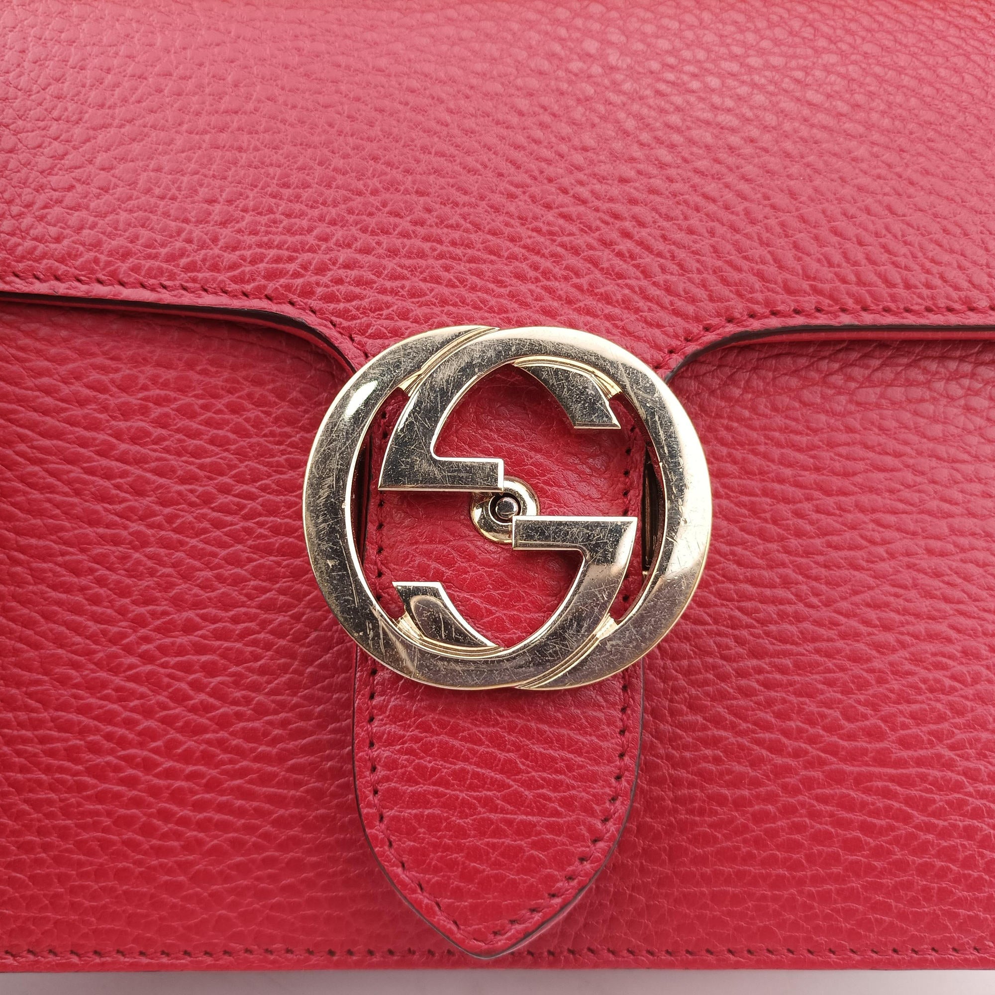 Pre-owned Gucci Interlocking G Red Leather 510304 shoulderbag | stylenewstar
