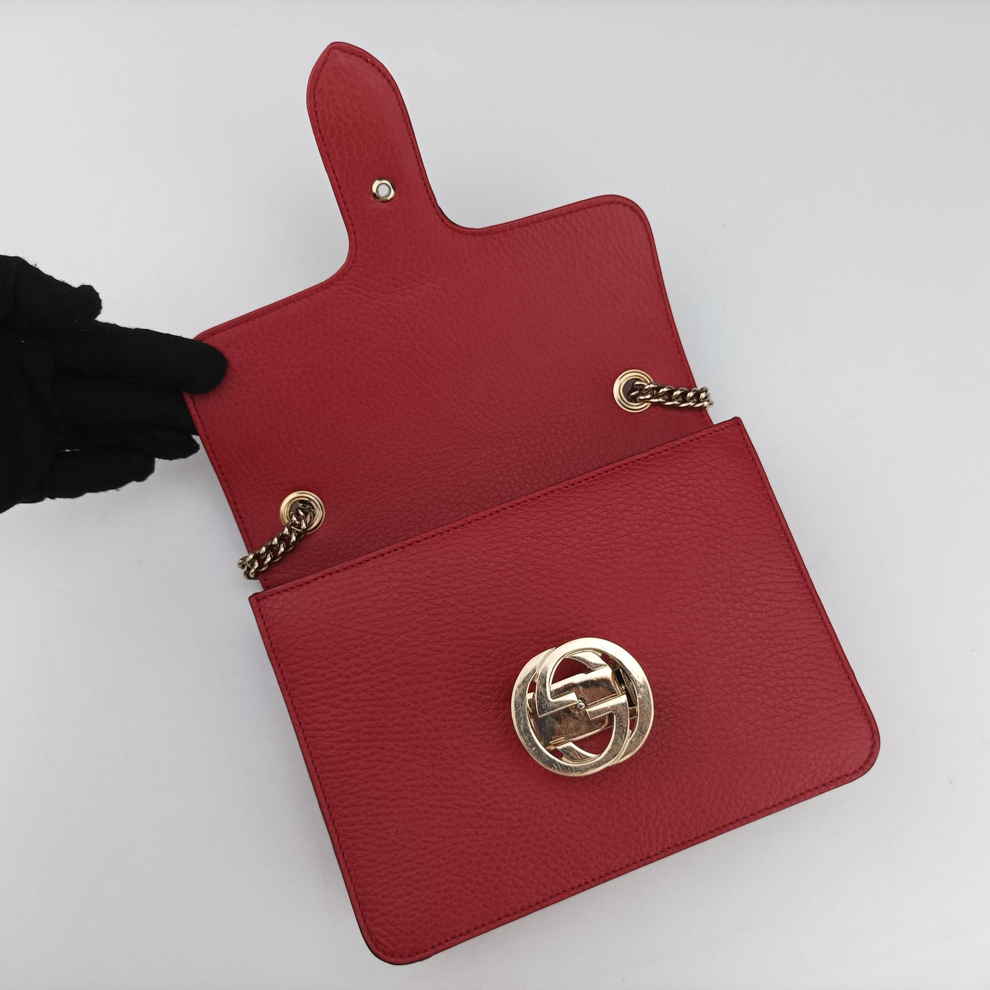 Pre-owned Gucci Interlocking G Red Leather 510304 shoulderbag | stylenewstar