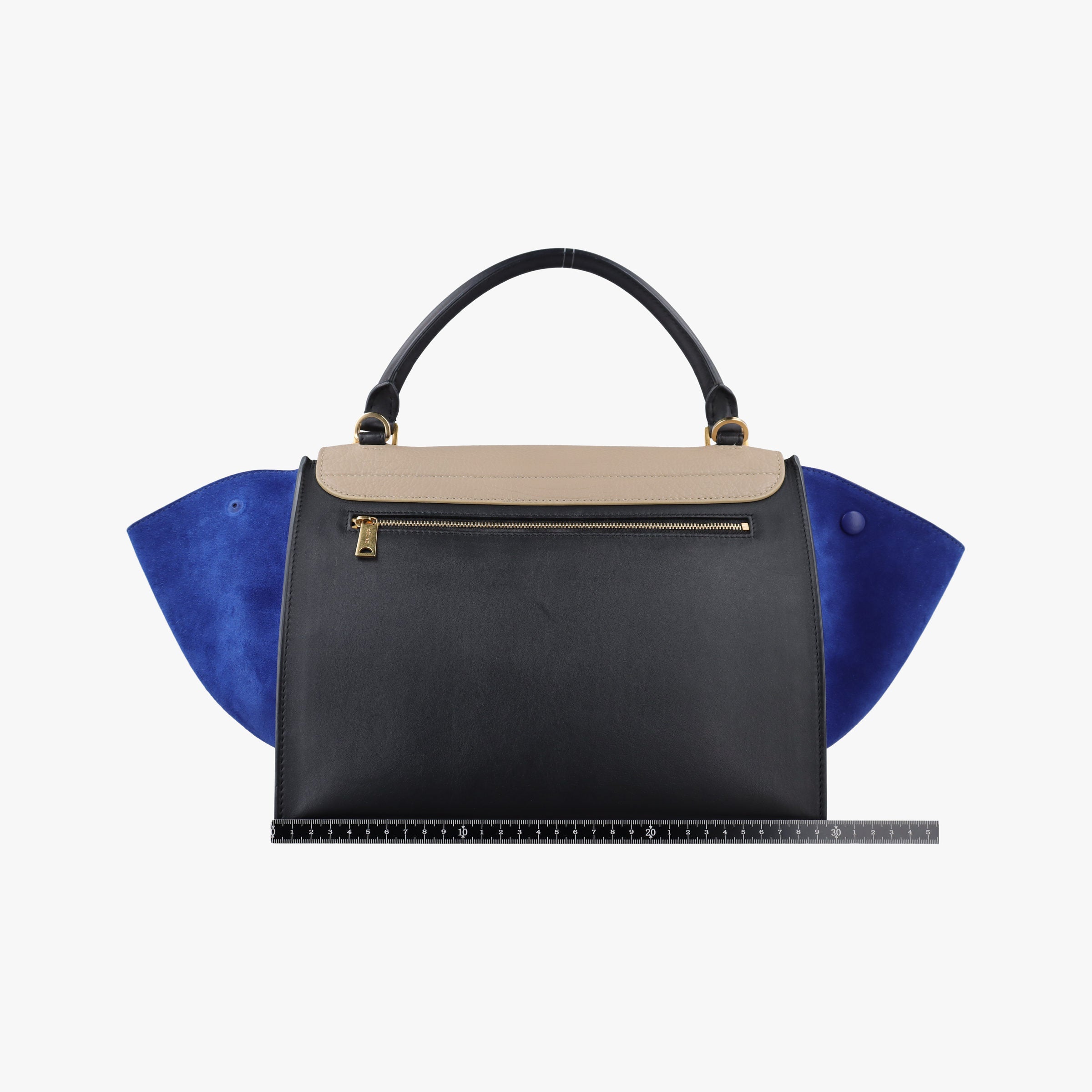 Pre-owned Celine Trapeze Beige×black×blue Suede × leather  shoulderbag | stylenewstar