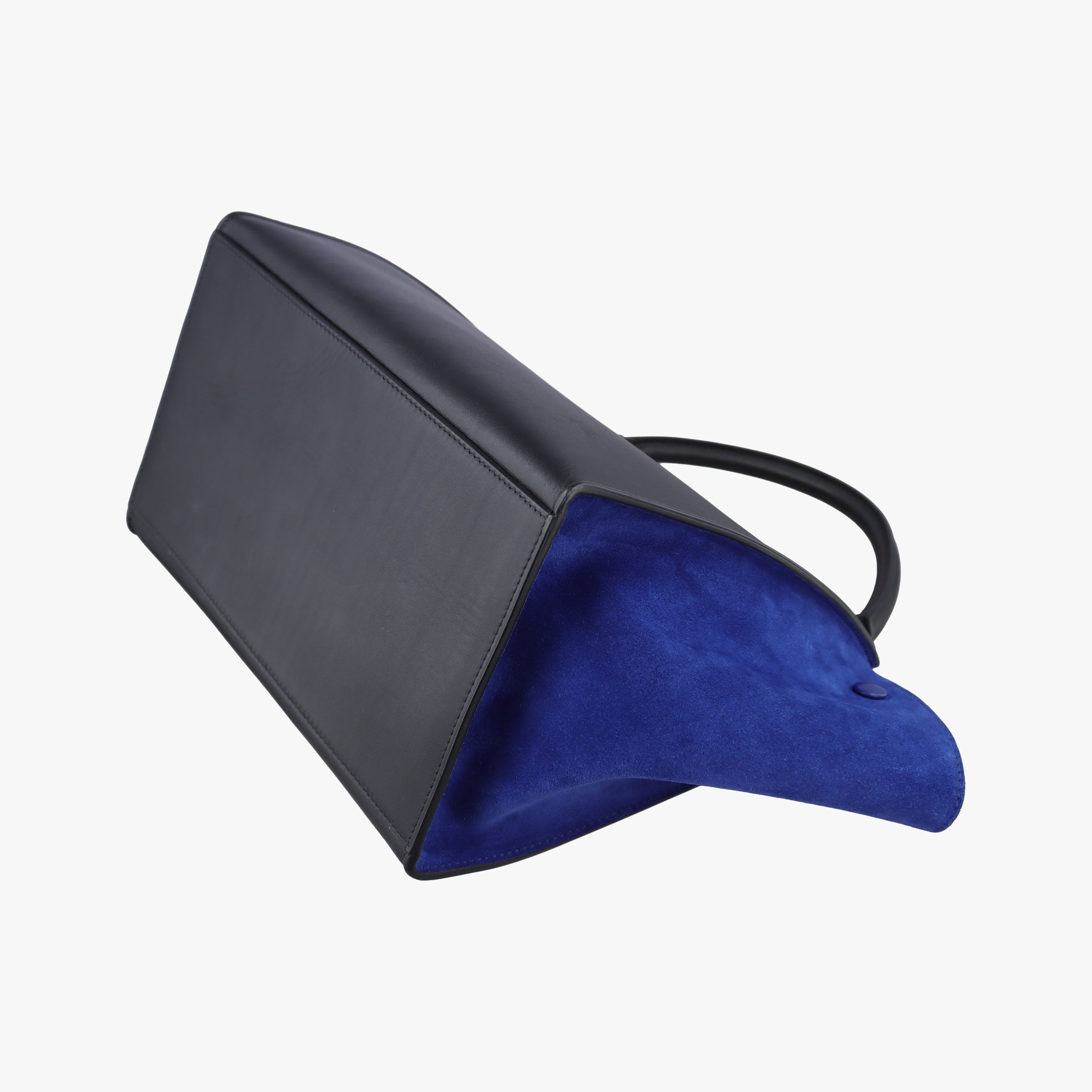 Pre-owned Celine Trapeze Beige×black×blue Suede × leather  shoulderbag | stylenewstar