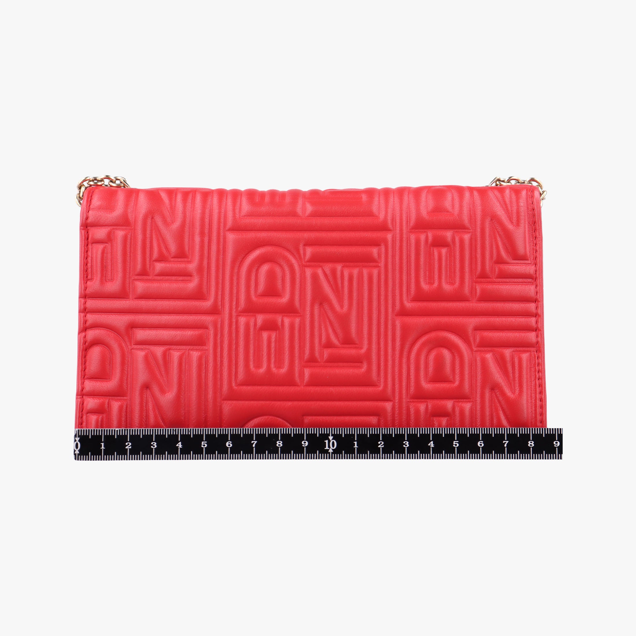 Pre-owned Fendi Embossed Logo Red lambskin 8M0219 shoulderbag | stylenewstar