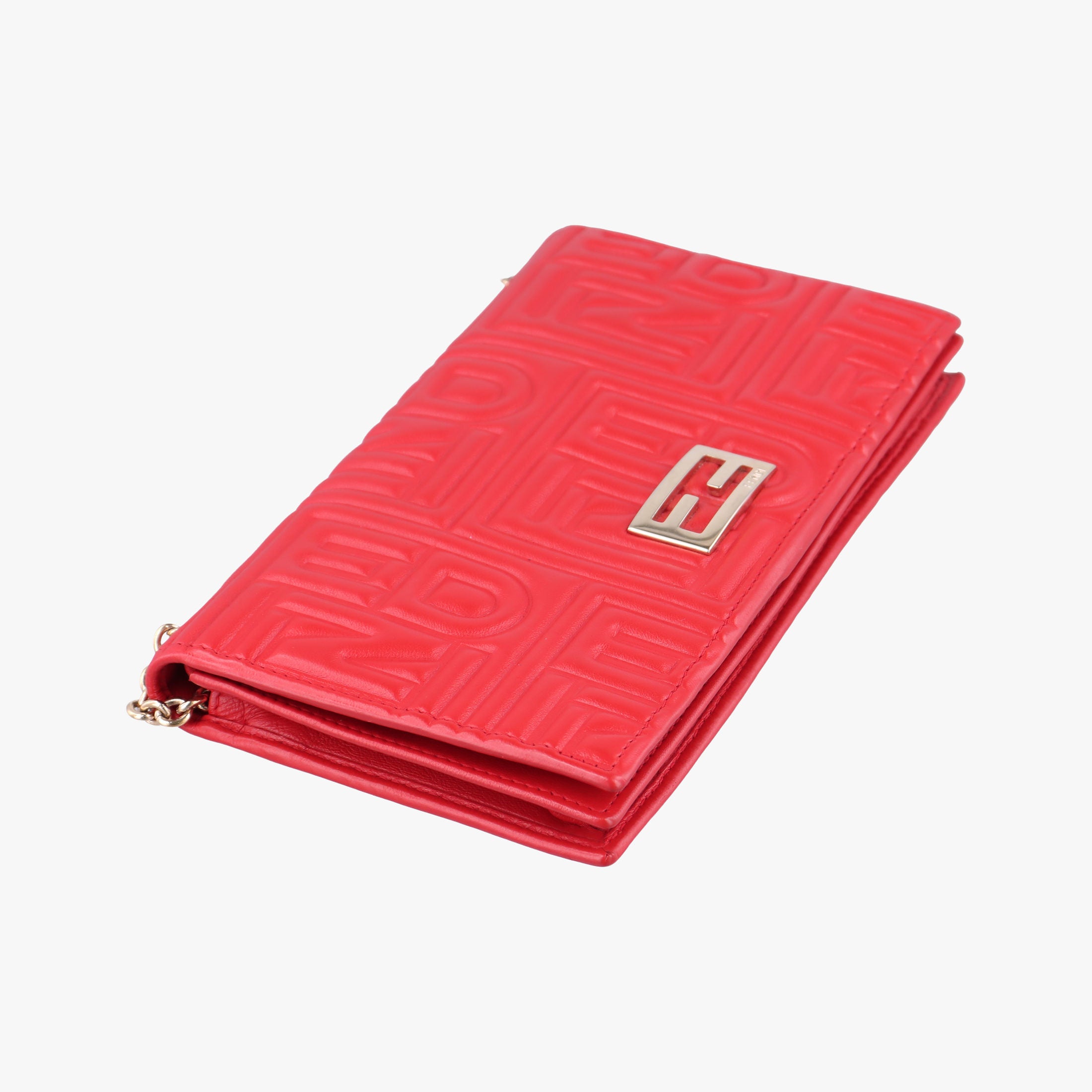Pre-owned Fendi Embossed Logo Red lambskin 8M0219 shoulderbag | stylenewstar