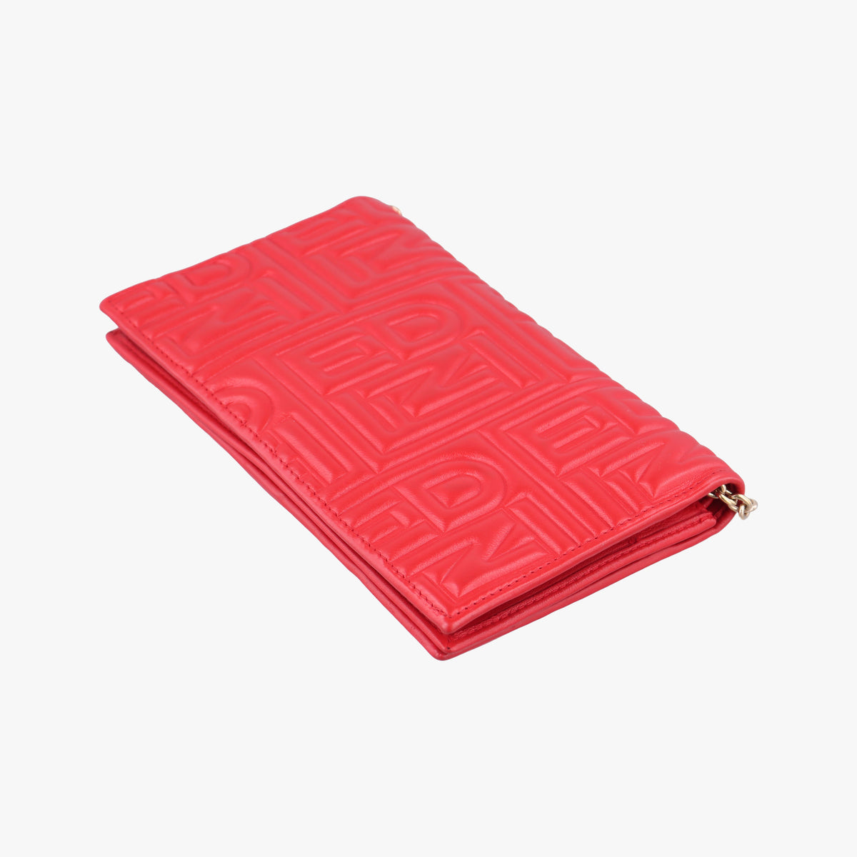 Pre-owned Fendi Embossed Logo Red lambskin 8M0219 shoulderbag | stylenewstar