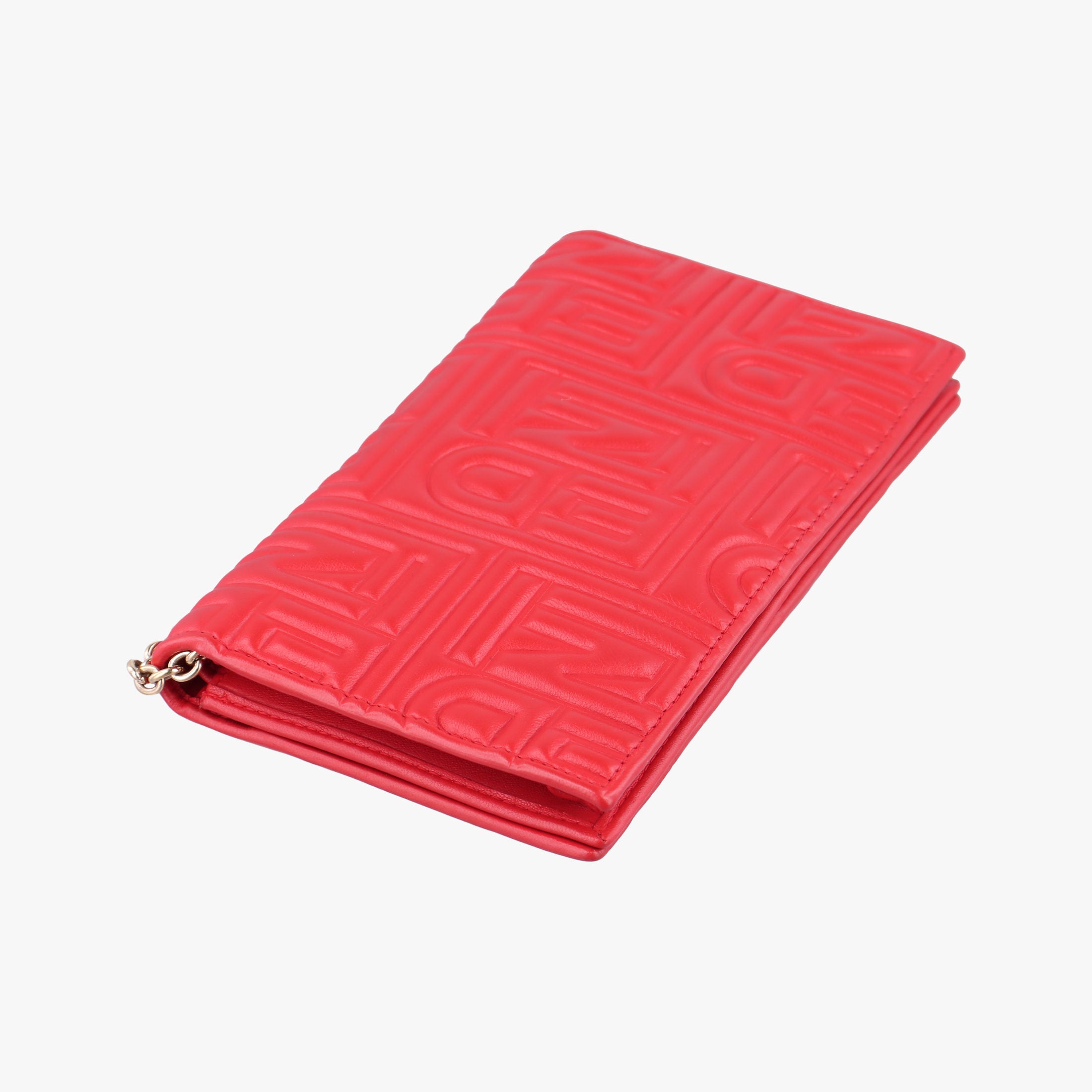 Pre-owned Fendi Embossed Logo Red lambskin 8M0219 shoulderbag | stylenewstar