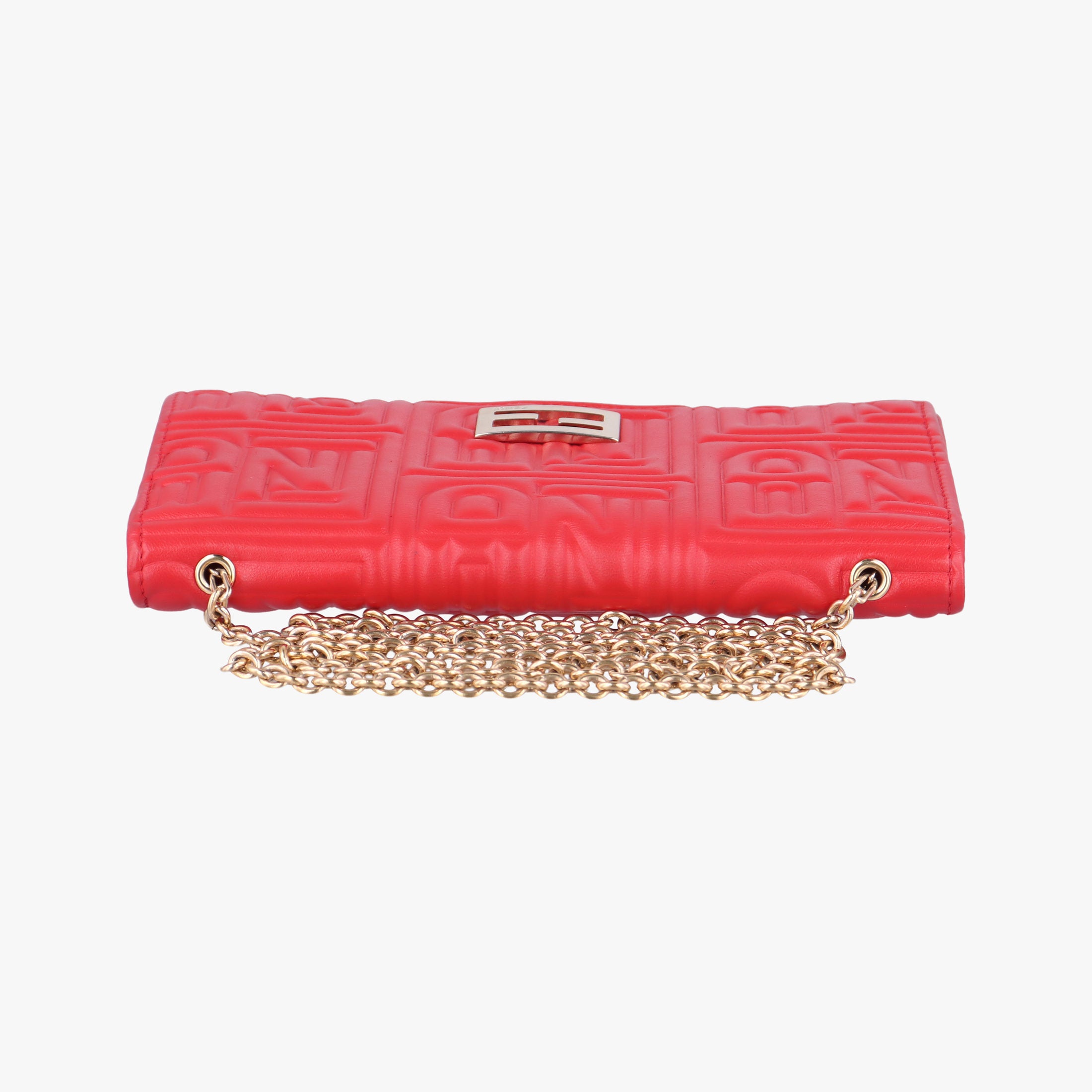 Pre-owned Fendi Embossed Logo Red lambskin 8M0219 shoulderbag | stylenewstar