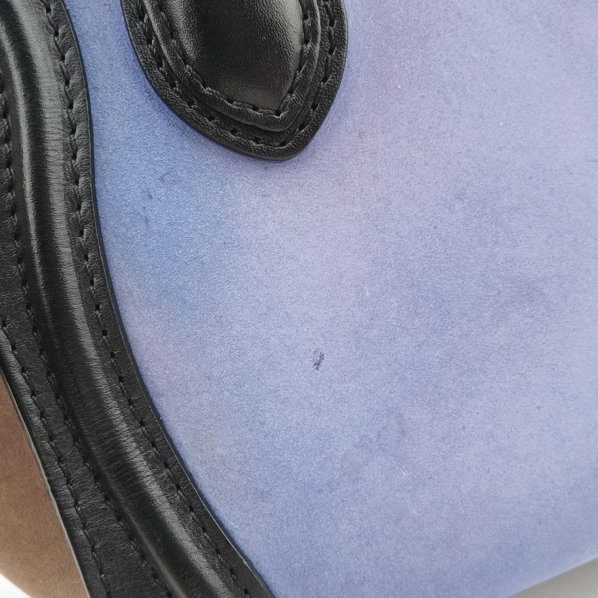 Vintage Celine luggage nano shopper Blue×Black×Beige Leather×Suede  shoulderbag | stylenewstar