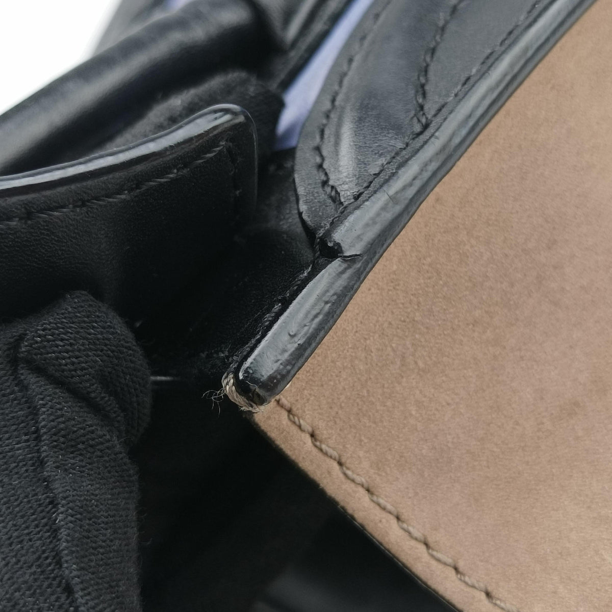 Vintage Celine luggage nano shopper Blue×Black×Beige Leather×Suede  shoulderbag | stylenewstar