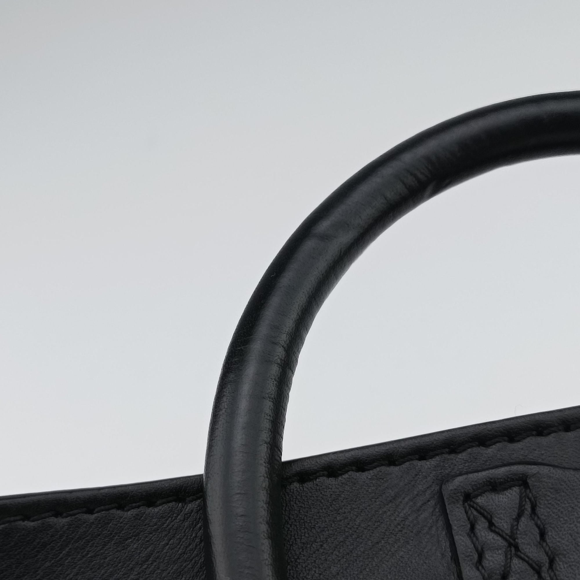 Vintage Celine luggage nano shopper Blue×Black×Beige Leather×Suede  shoulderbag | stylenewstar