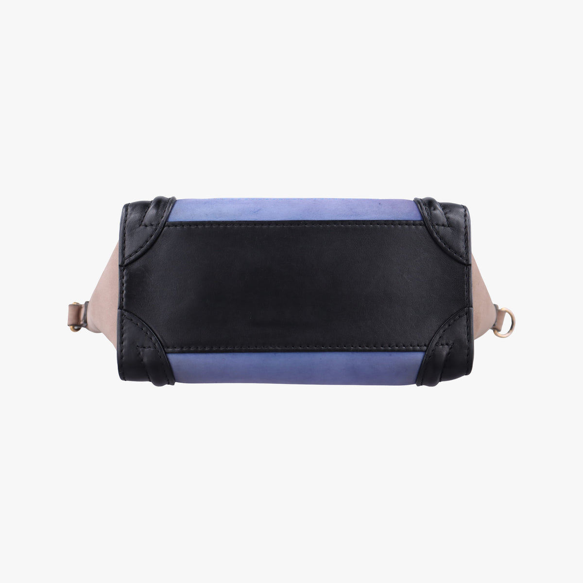 Pre-owned Celine luggage nano shopper Blue×Black×Beige Leather×Suede  shoulderbag | stylenewstar