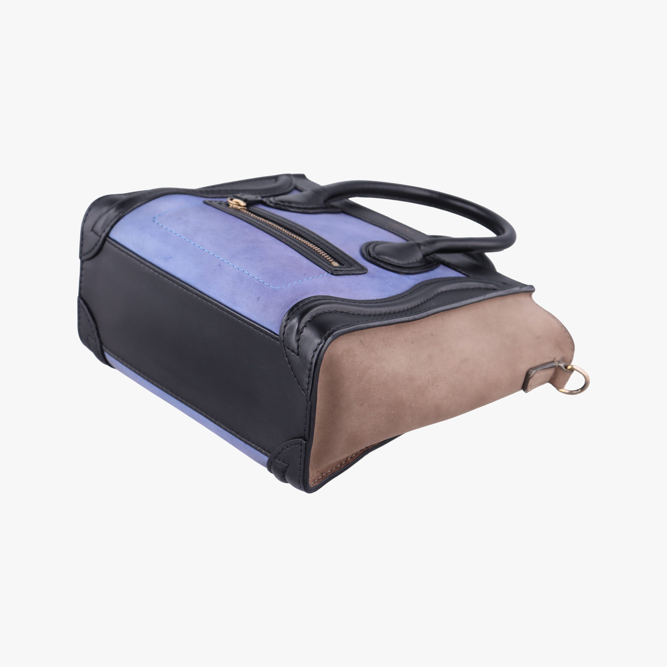 Vintage Celine luggage nano shopper Blue×Black×Beige Leather×Suede  shoulderbag | stylenewstar