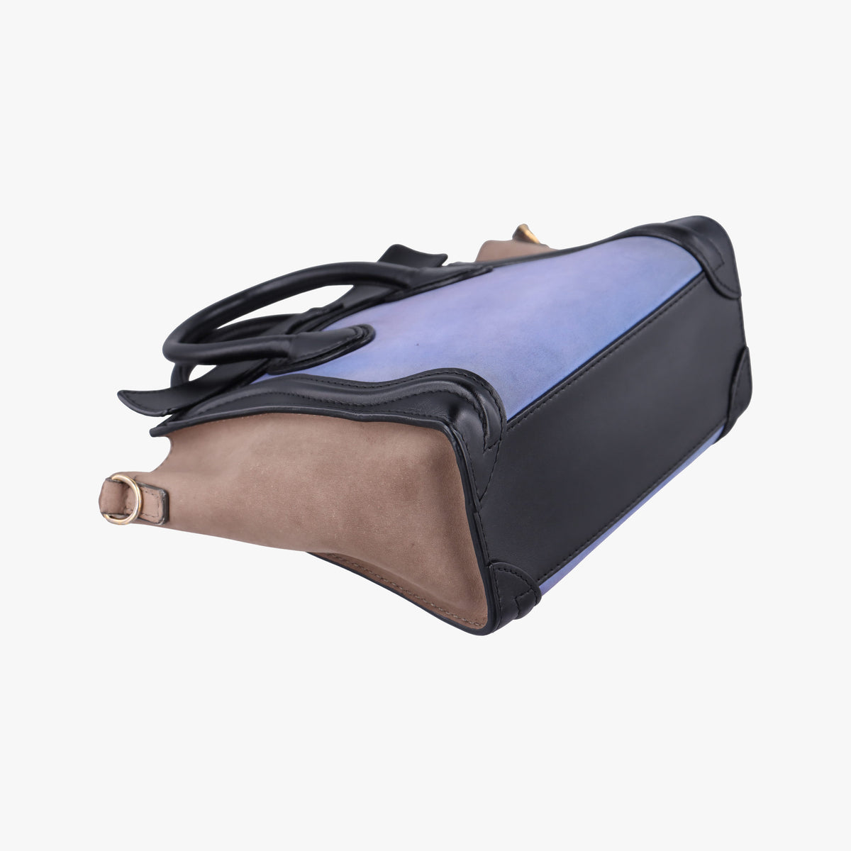 Vintage Celine luggage nano shopper Blue×Black×Beige Leather×Suede  shoulderbag | stylenewstar