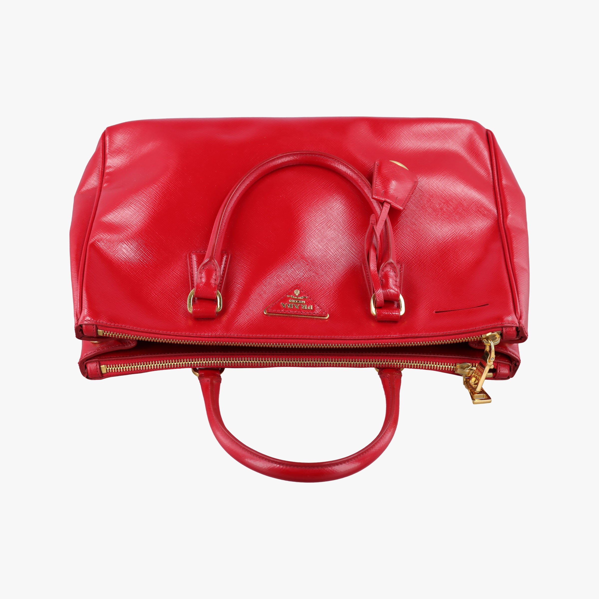 Pre-owned Prada Galleria Red SAFFIANO Patent BN1801 shoulderbag | stylenewstar