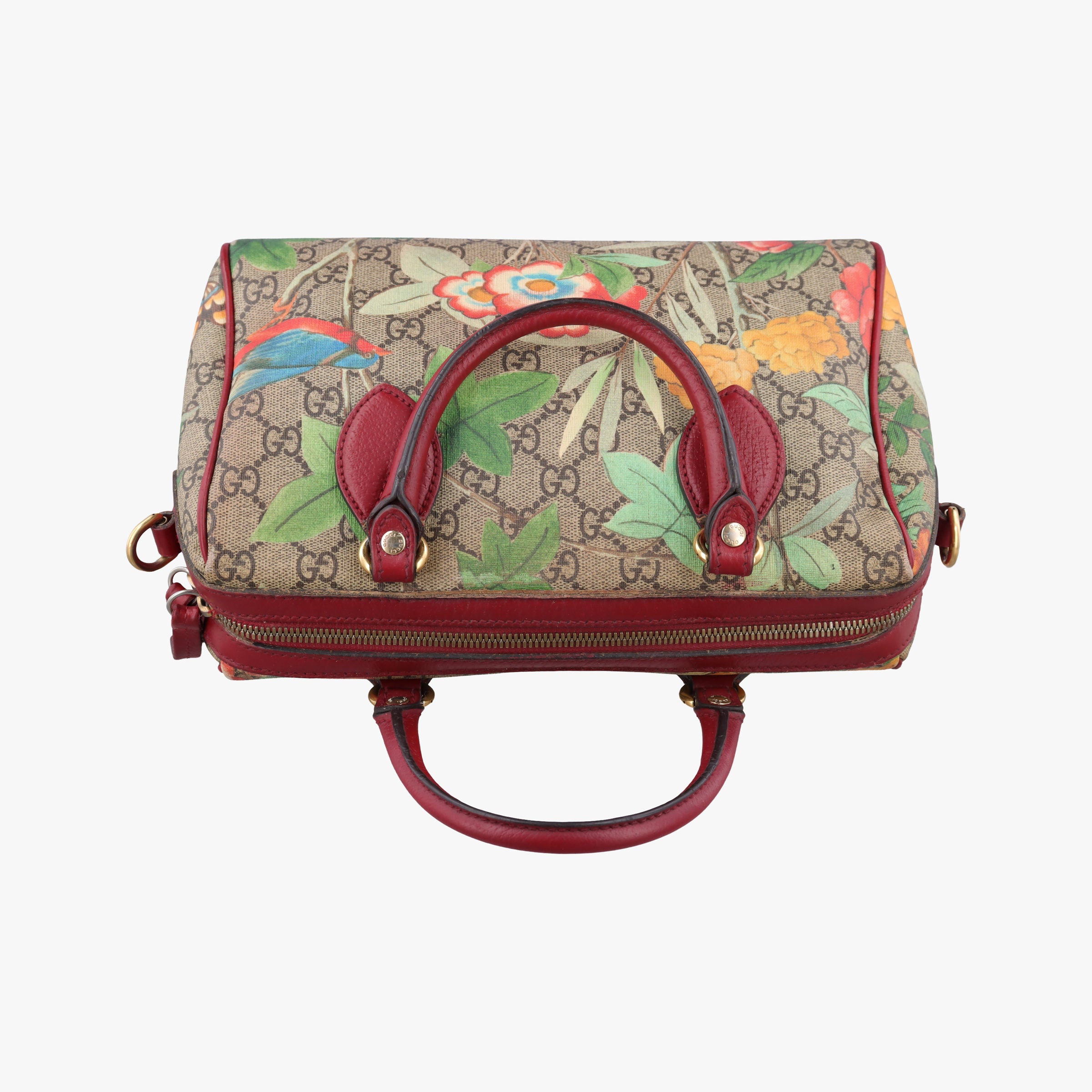 Pre-owned Gucci GG SUPREME Beige × Dark Brown × Multi PVC coated canvas×Leather 409529 shoulderbag | stylenewstar