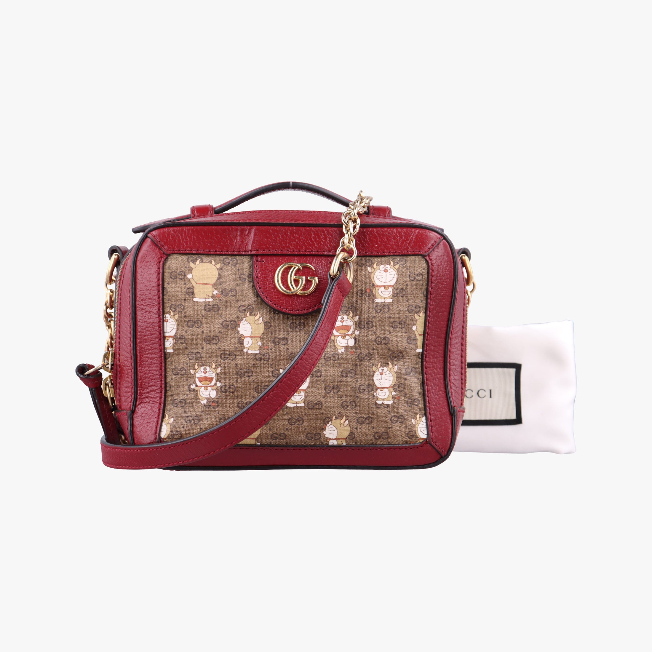 Pre-owned Gucci Doraemon collaboration Red×beige×multi PVC coated canvas×Leather 655596 shoulderbag | stylenewstar