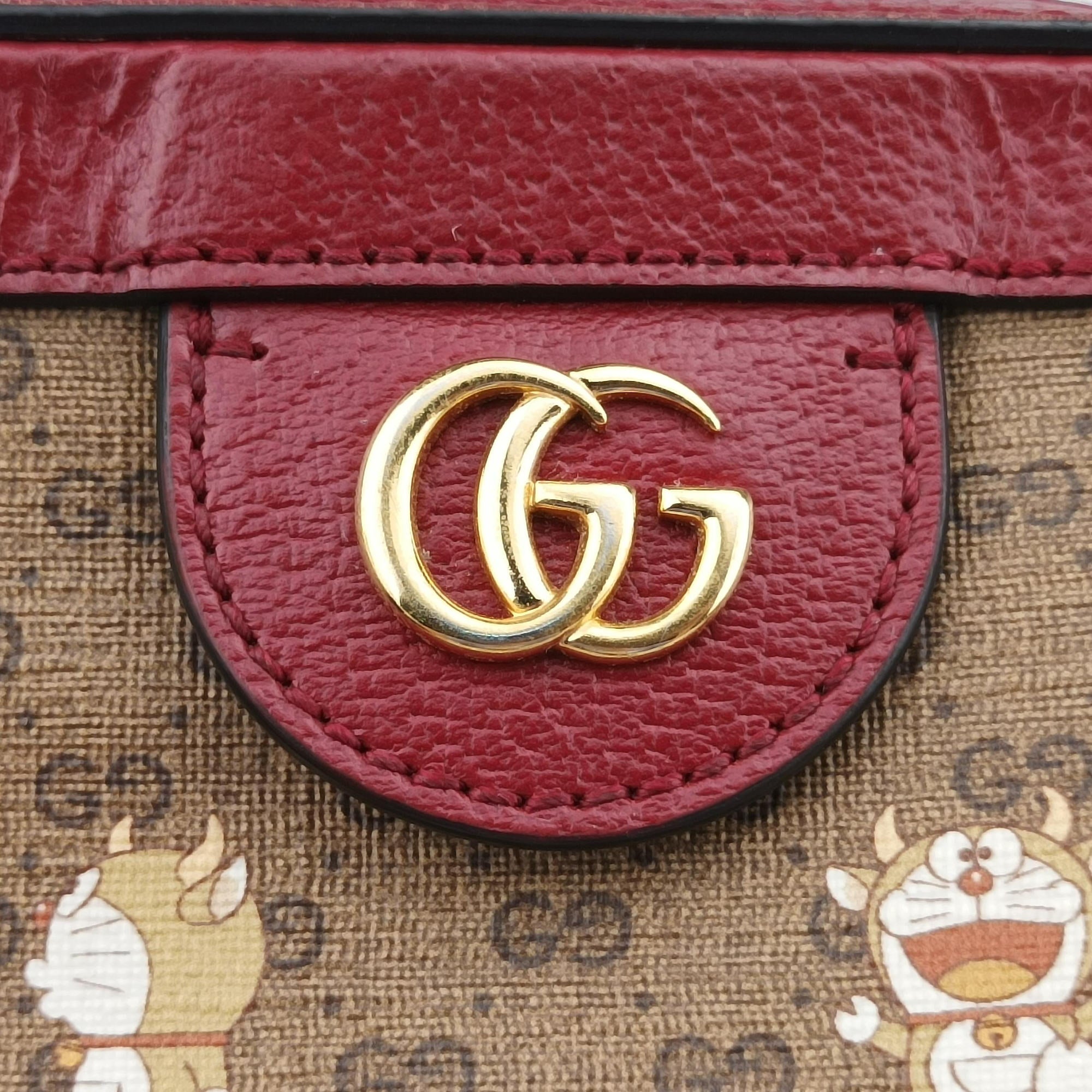 Pre-owned Gucci Doraemon collaboration Red×beige×multi PVC coated canvas×Leather 655596 shoulderbag | stylenewstar