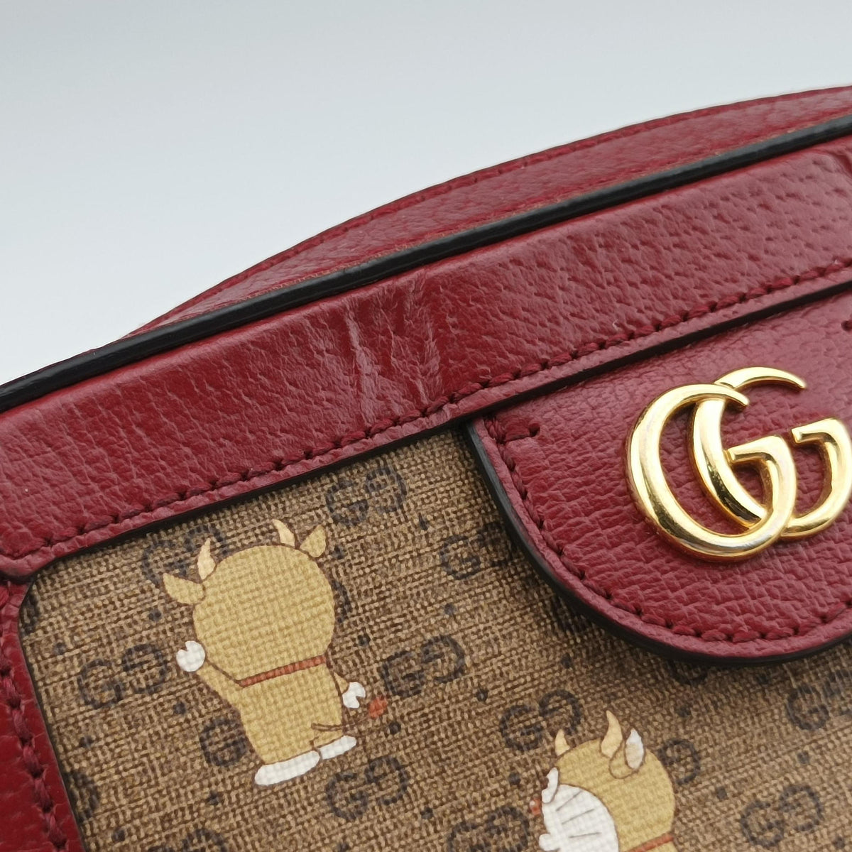 Pre-owned Gucci Doraemon collaboration Red×beige×multi PVC coated canvas×Leather 655596 shoulderbag | stylenewstar