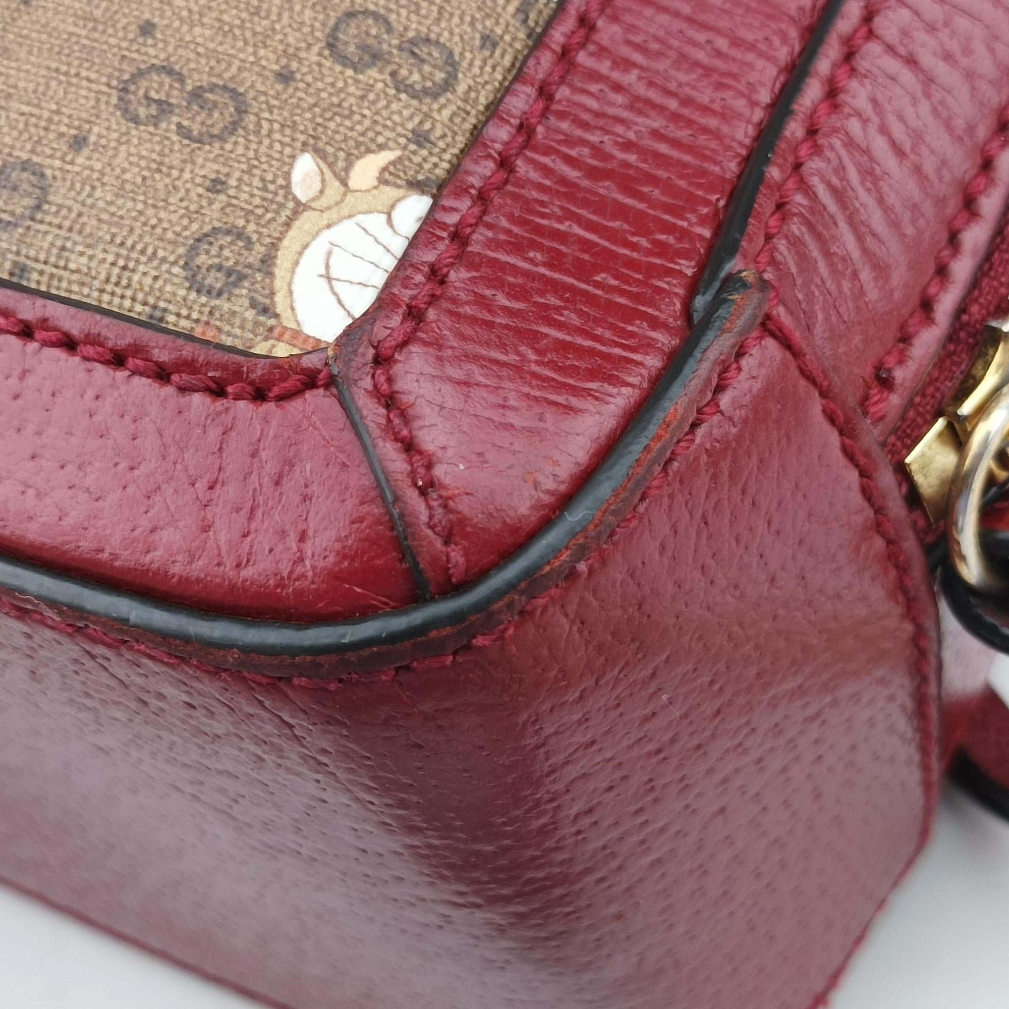 Pre-owned Gucci Doraemon collaboration Red×beige×multi PVC coated canvas×Leather 655596 shoulderbag | stylenewstar