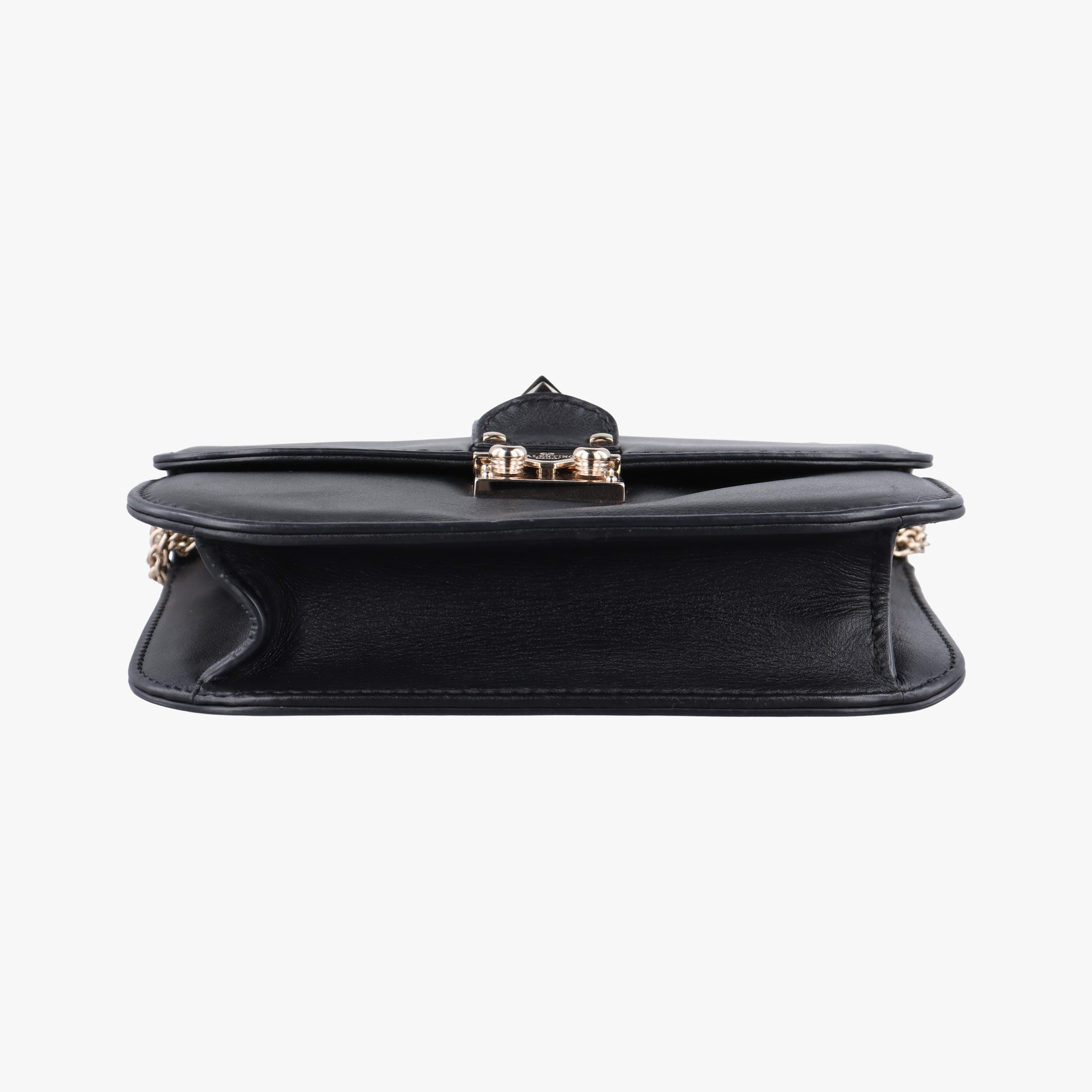 Pre-owned Valentino Rockstud Glam Lock Black Leather  shoulderbag | stylenewstar