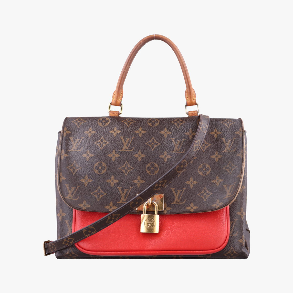 Pre-owned Louis Vuitton MARIGNAN Brown×COQUELICOT Monogram Canvas×calf leather M44544 shoulderbag | stylenewstar