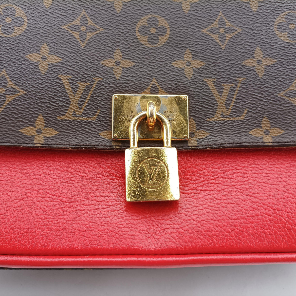 Pre-owned Louis Vuitton MARIGNAN Brown×COQUELICOT Monogram Canvas×calf leather M44544 shoulderbag | stylenewstar
