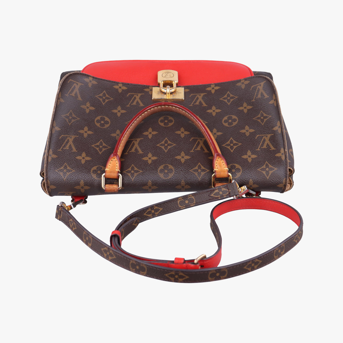 Pre-owned Louis Vuitton MARIGNAN Brown×COQUELICOT Monogram Canvas×calf leather M44544 shoulderbag | stylenewstar