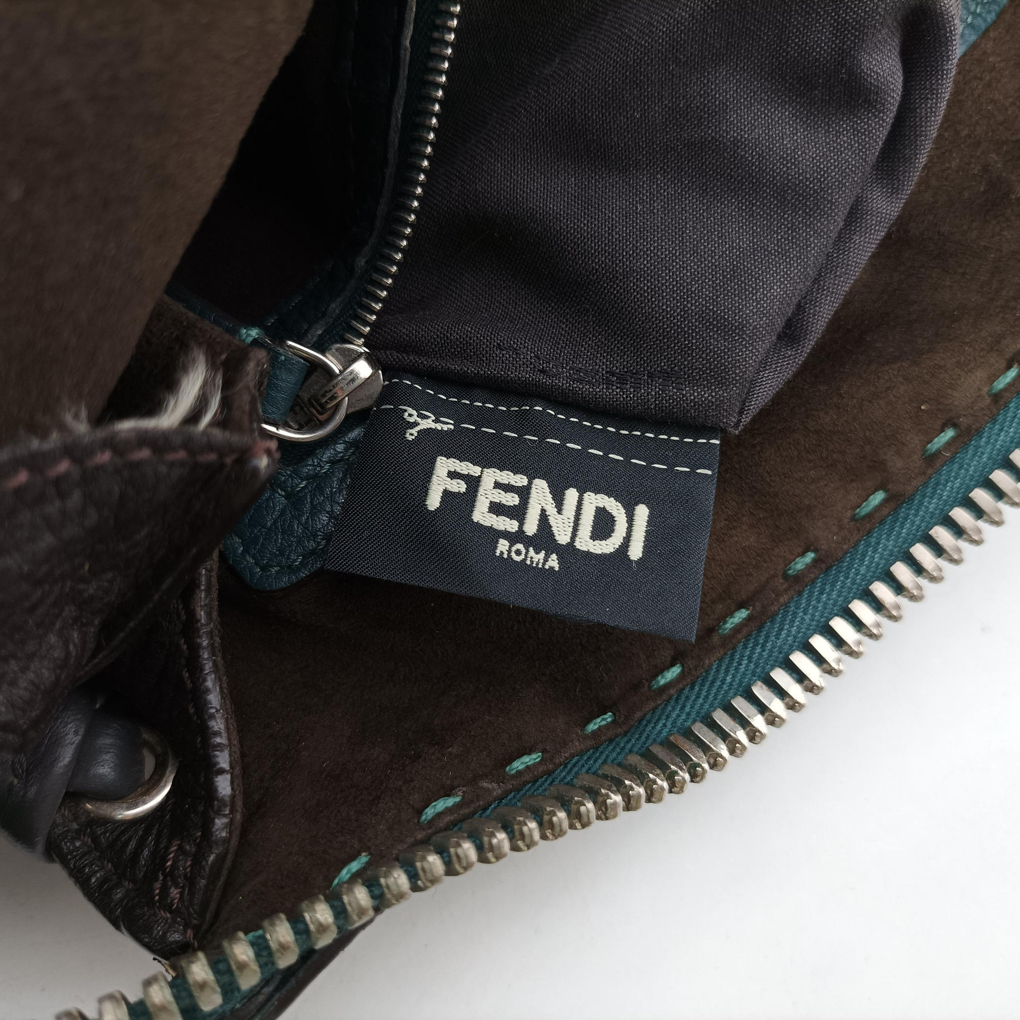Pre-owned Fendi Selleria Lei Whipstitch Green Leather× Python  shoulderbag | stylenewstar