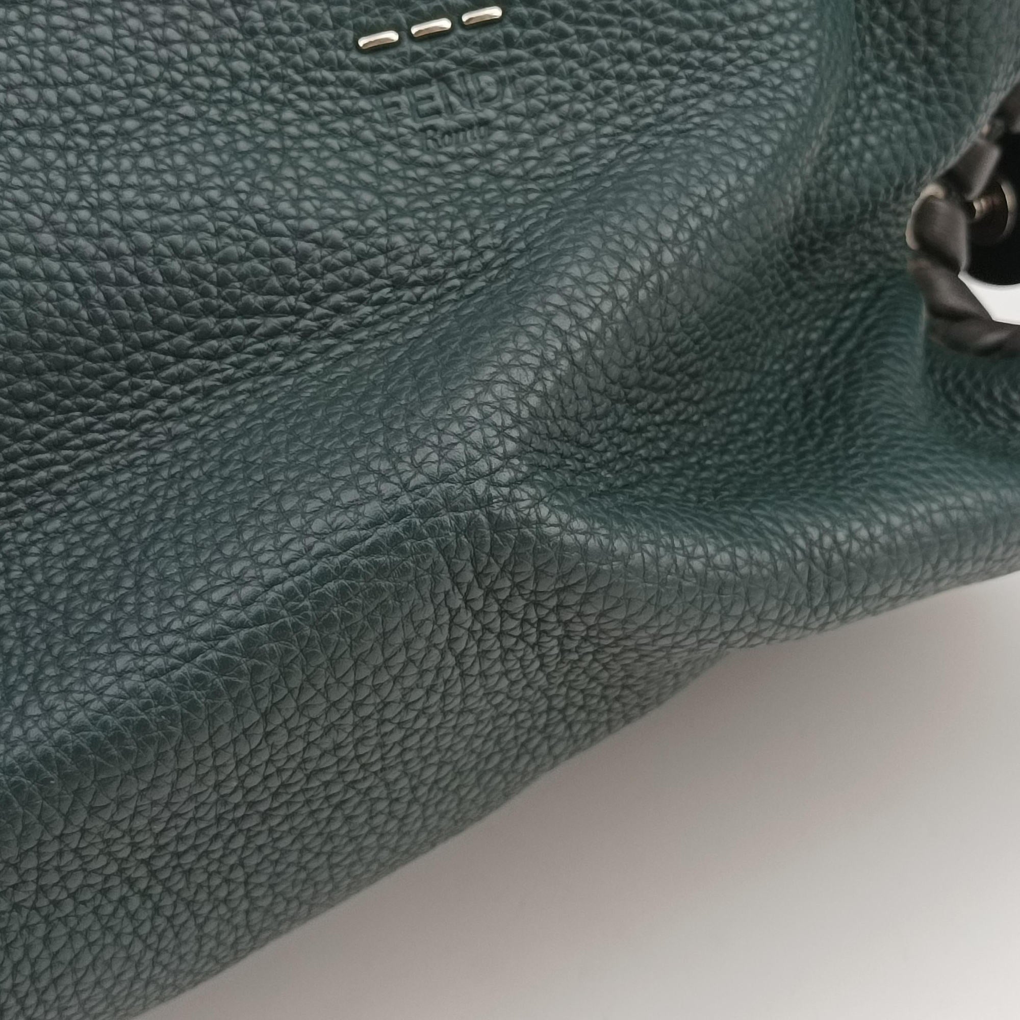 Pre-owned Fendi Selleria Lei Whipstitch Green Leather× Python  shoulderbag | stylenewstar