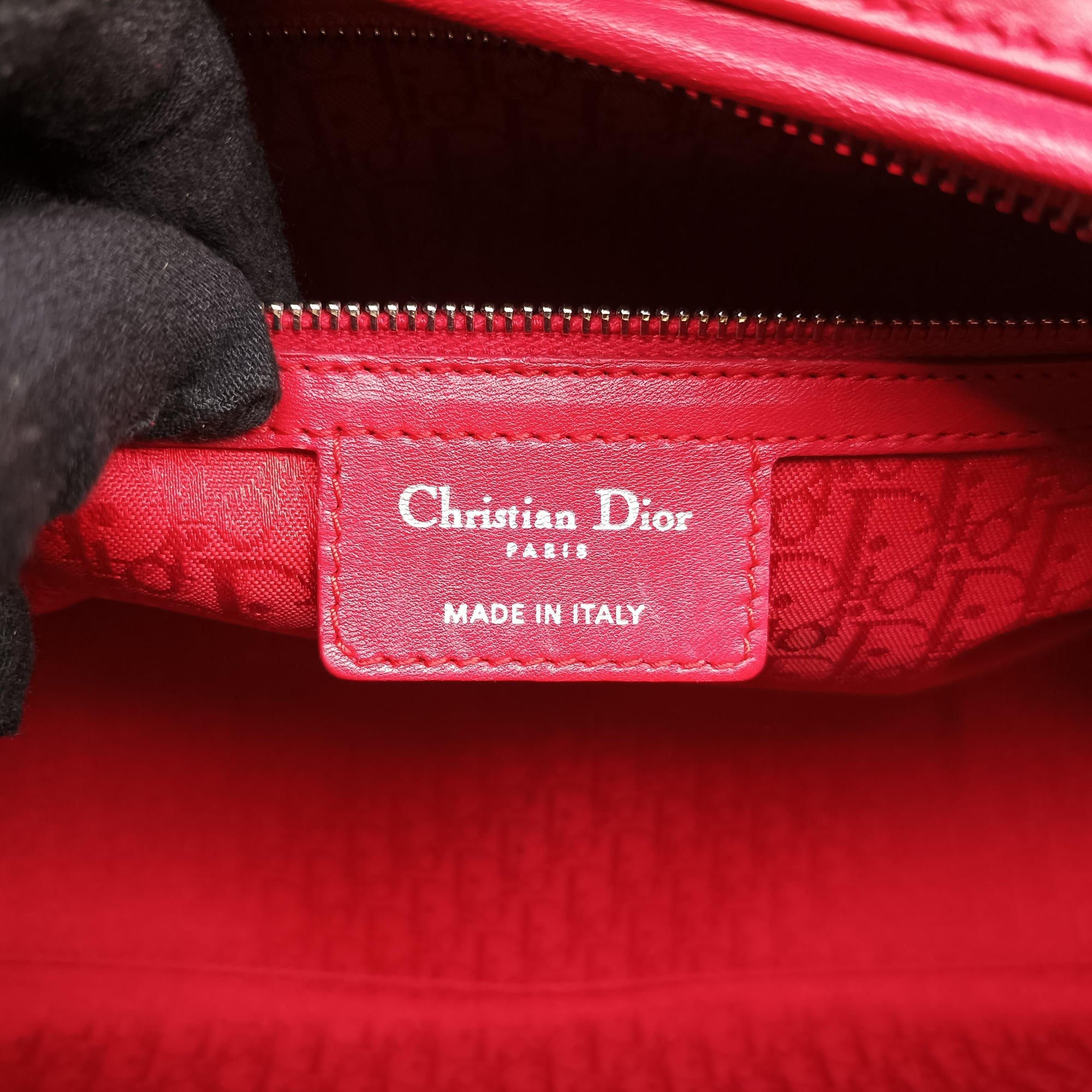 Pre-owned Christian Dior Lady Dior Red lambskin  handbag | stylenewstar