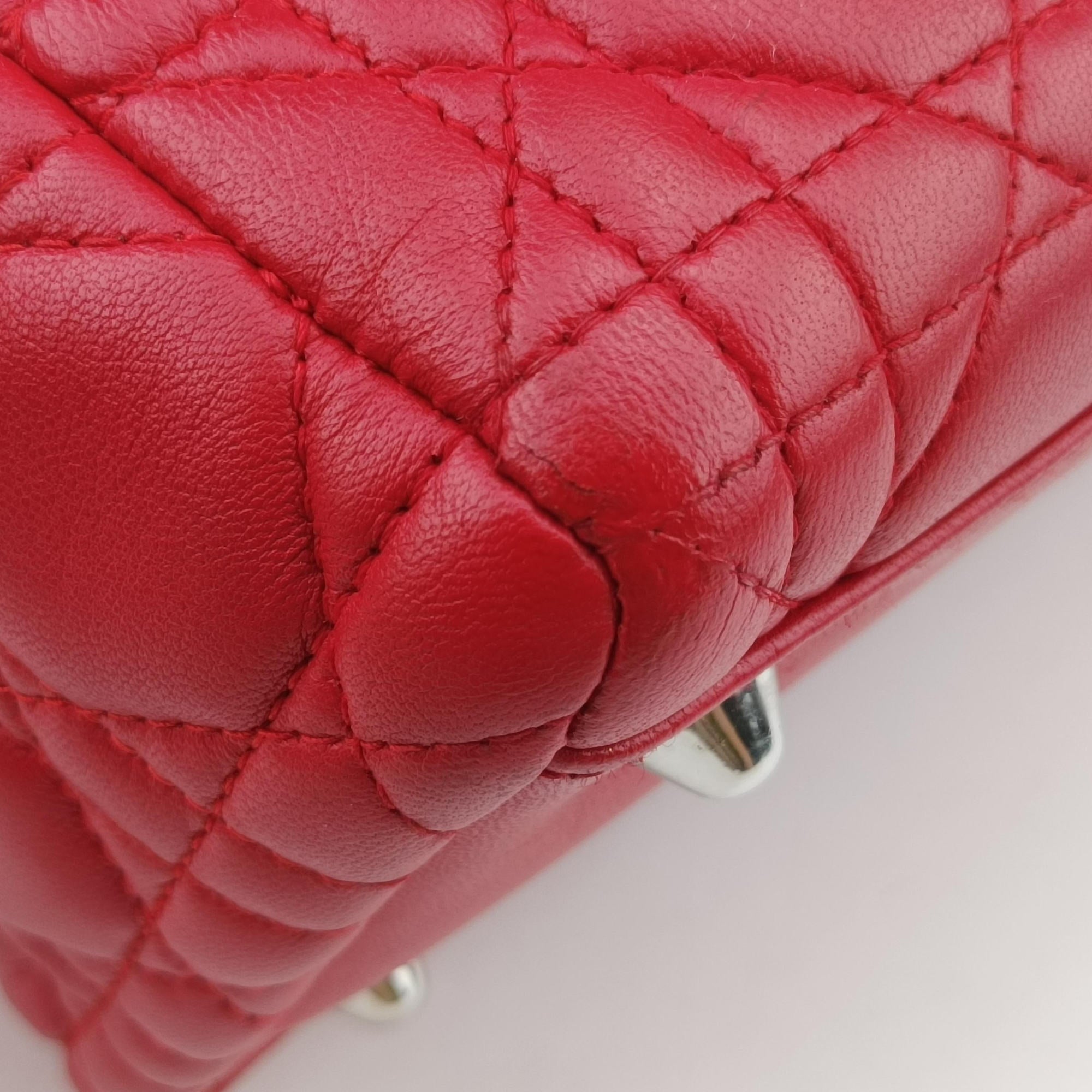 Pre-owned Christian Dior Lady Dior Red lambskin  handbag | stylenewstar