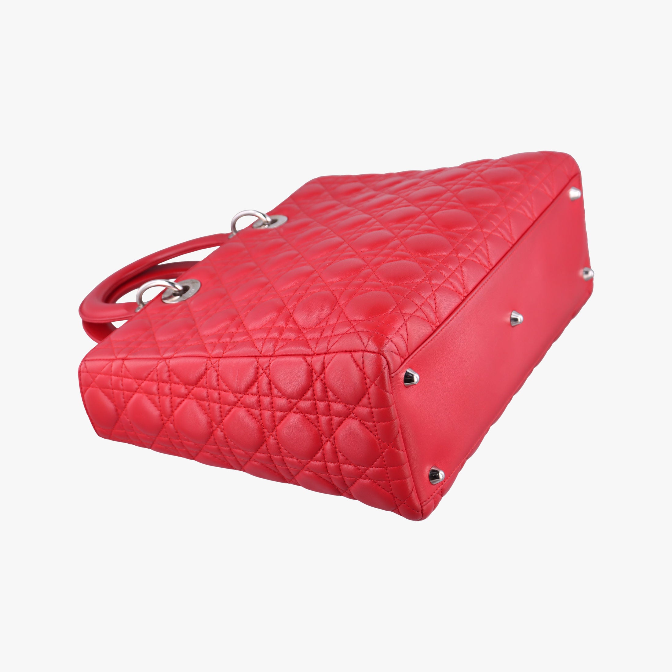 Pre-owned Christian Dior Lady Dior Red lambskin  handbag | stylenewstar