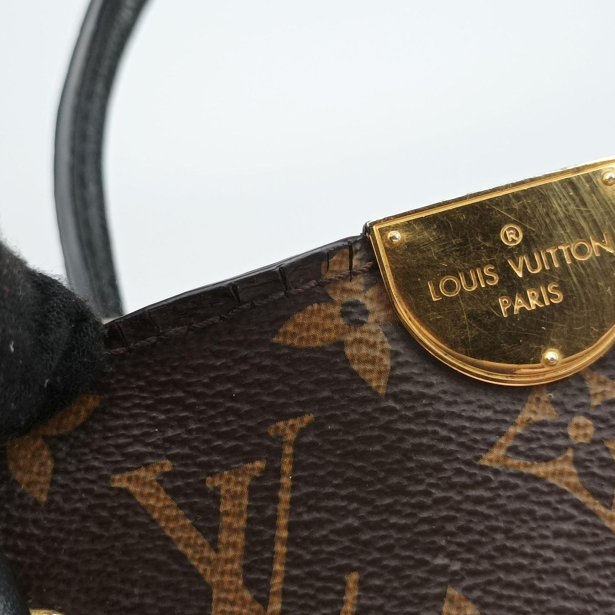 Pre-owned Louis Vuitton Flandrin Brown×Black Monogram canvas×calf leather M41595 handbag | stylenewstar