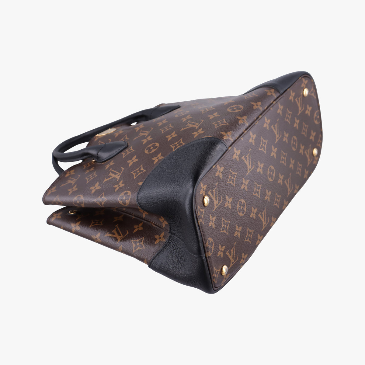 Pre-owned Louis Vuitton Flandrin Brown×Black Monogram canvas×calf leather M41595 handbag | stylenewstar