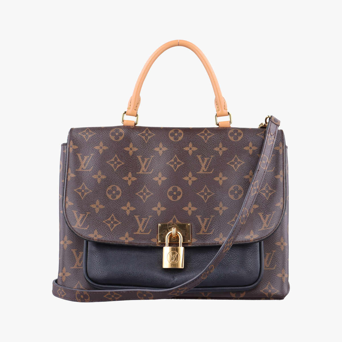 Secondhand Louis Vuitton MARIGNAN brown×black Monogram Canvas×calf leather M44259 shoulderbag | stylenewstar