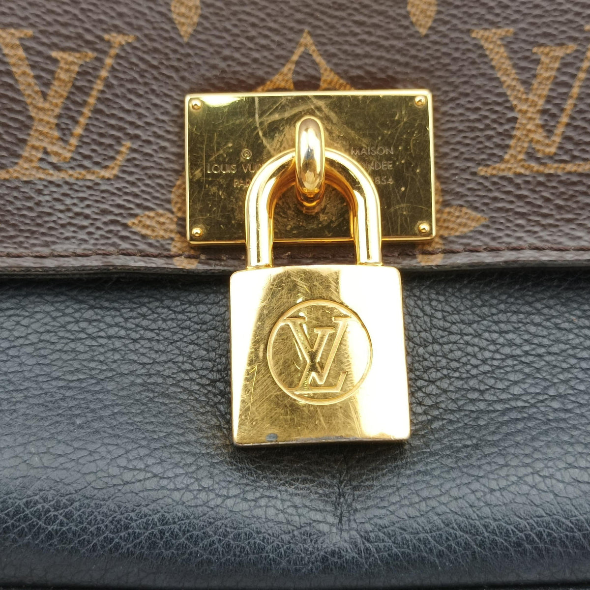 Secondhand Louis Vuitton MARIGNAN brown×black Monogram Canvas×calf leather M44259 shoulderbag | stylenewstar