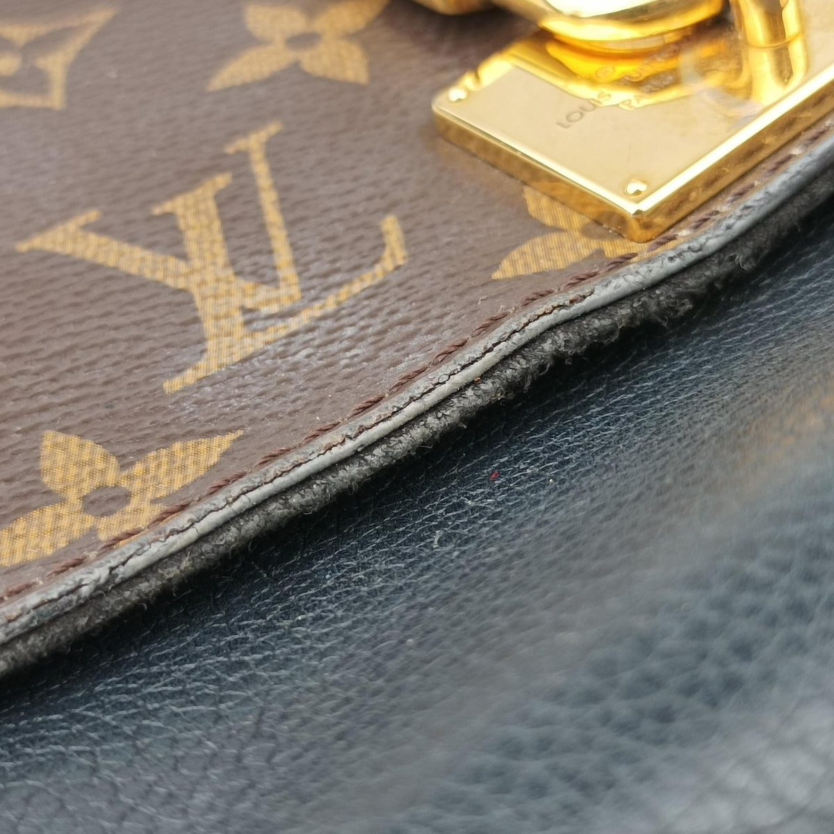 Secondhand Louis Vuitton MARIGNAN brown×black Monogram Canvas×calf leather M44259 shoulderbag | stylenewstar