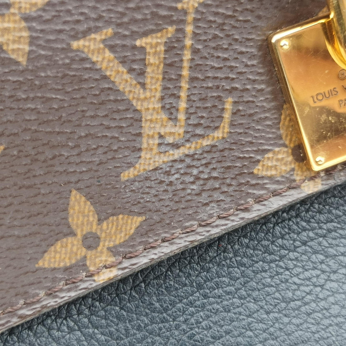 Secondhand Louis Vuitton MARIGNAN brown×black Monogram Canvas×calf leather M44259 shoulderbag | stylenewstar