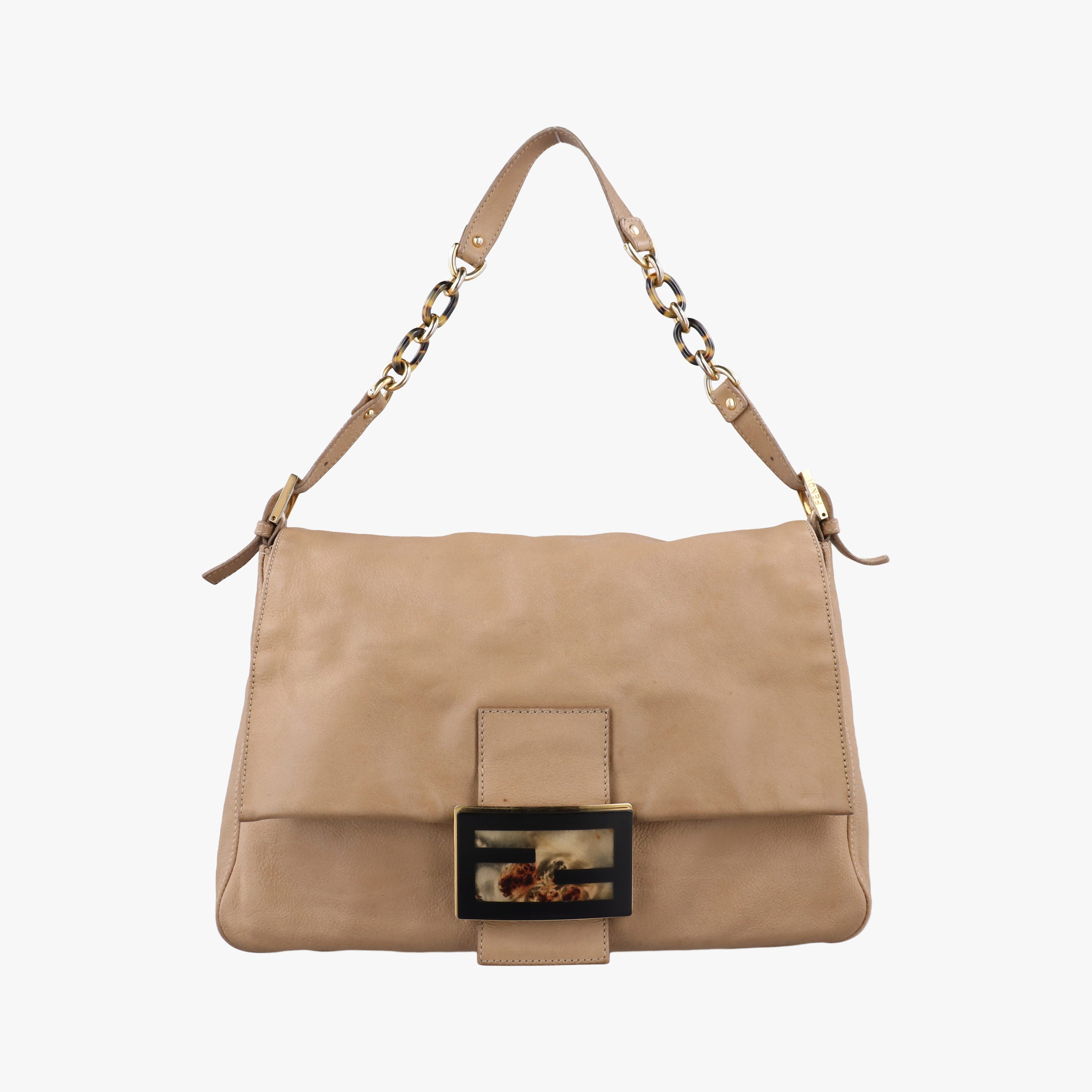 Pre-owned Fendi Big Mamma Forever Flap Beige Leather 8BR638 shoulderbag | stylenewstar