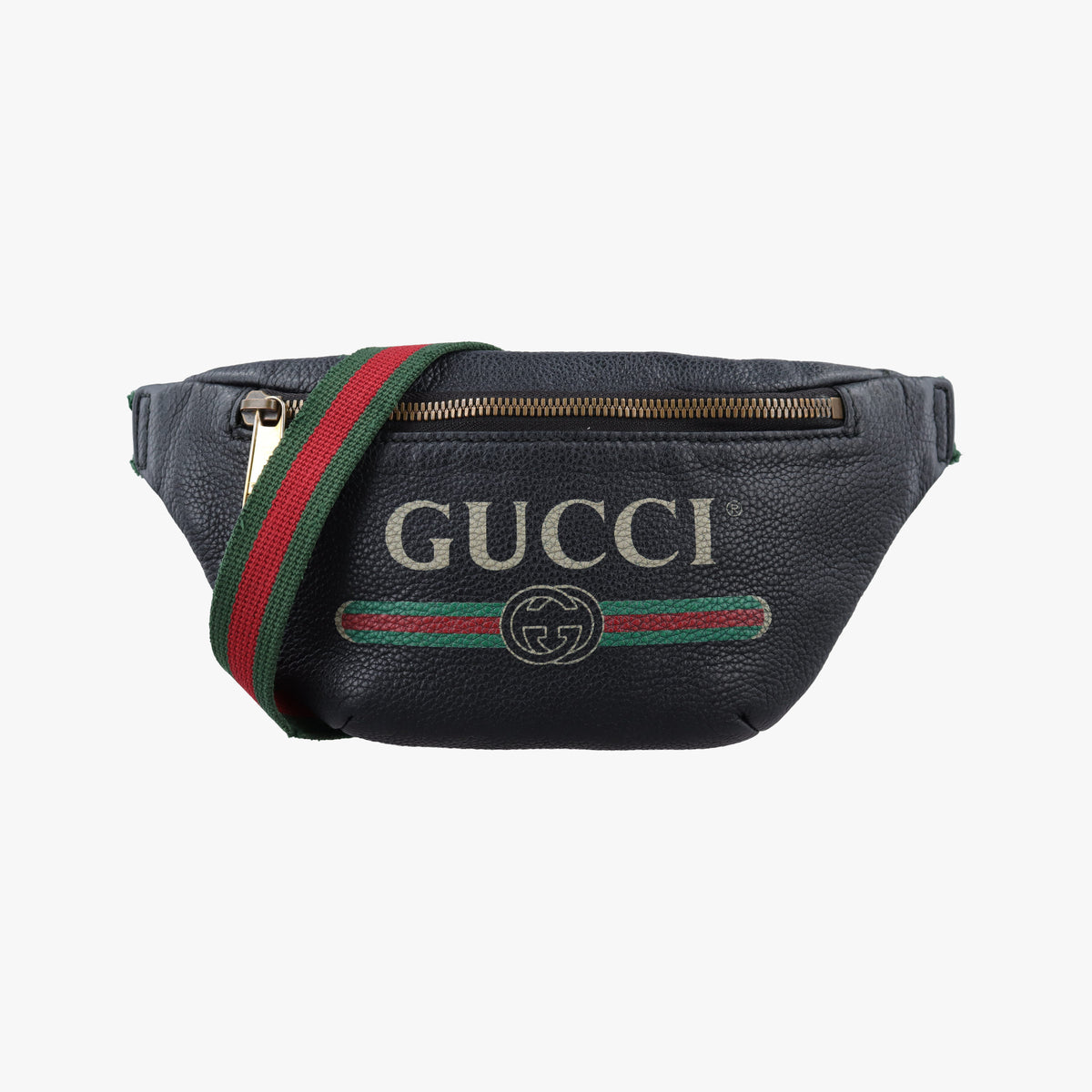 Secondhand Gucci Print Black Leather 527792 bum bag/waist bag | stylenewstar