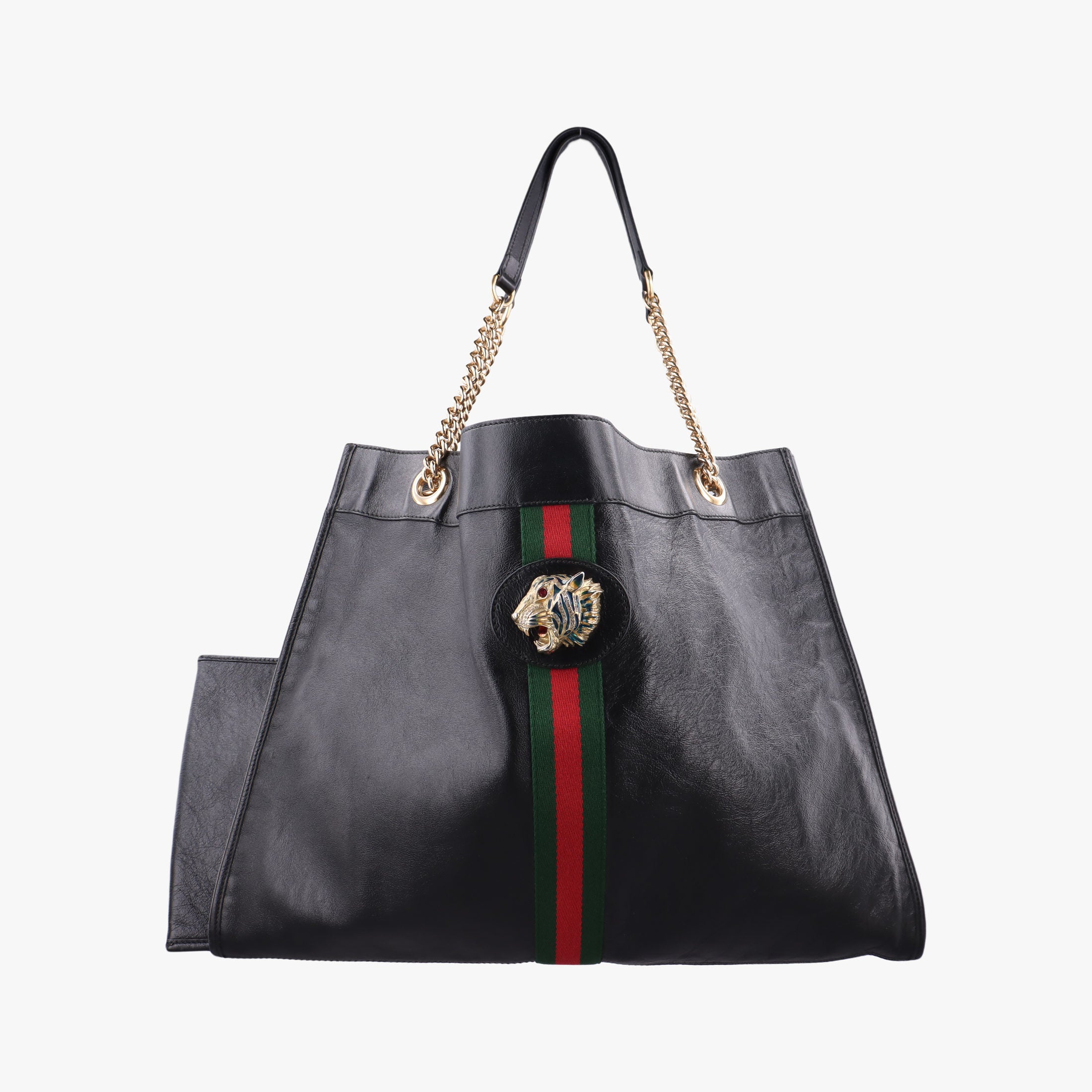 Pre-owned Gucci Rajah Black Leather 537219 shoulderbag | stylenewstar
