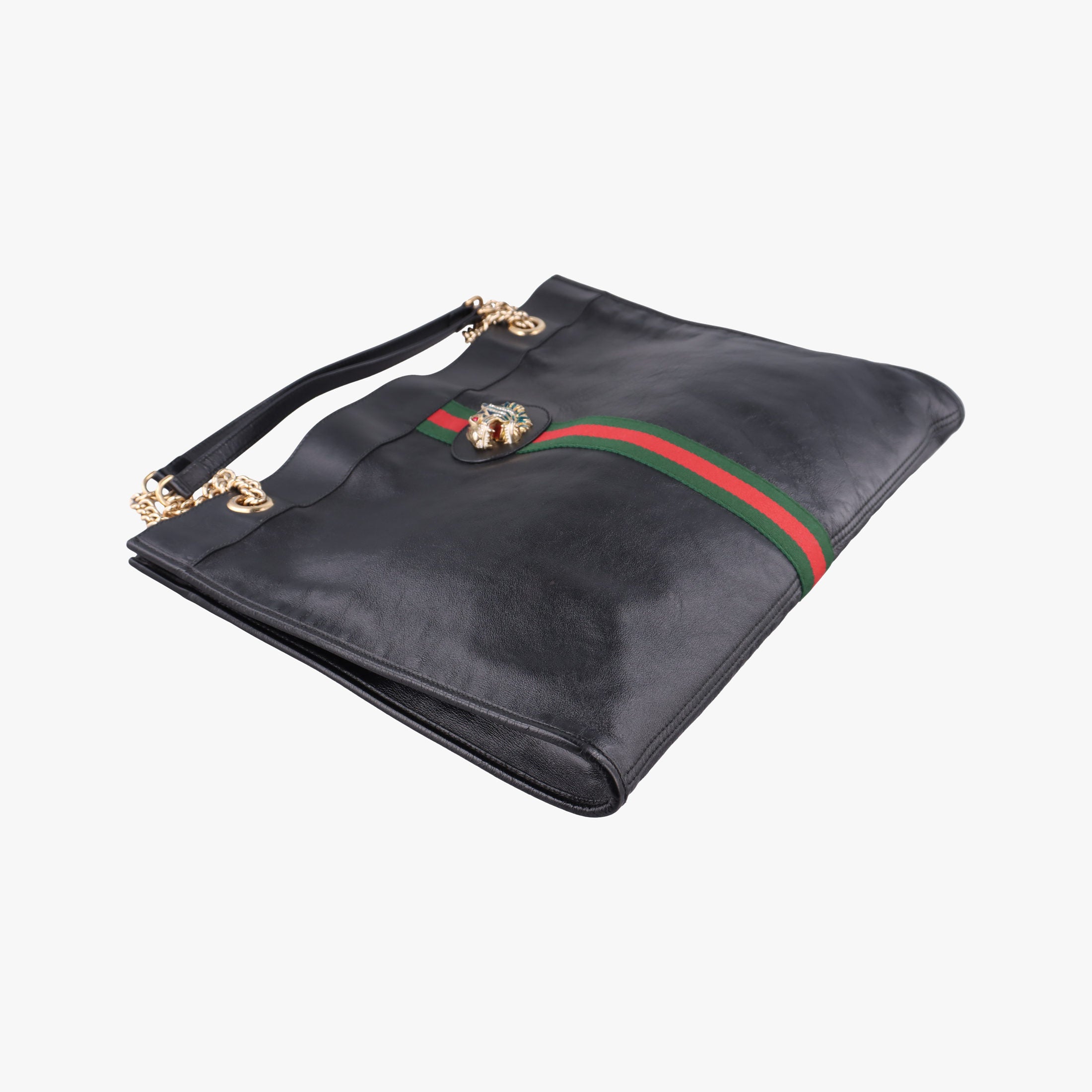 Pre-owned Gucci Rajah Black Leather 537219 shoulderbag | stylenewstar