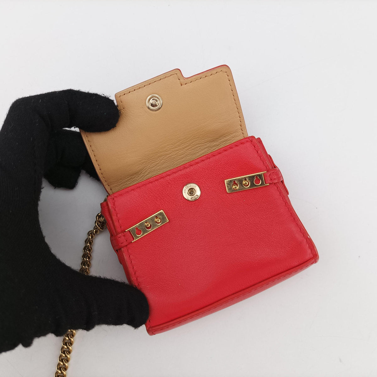 Pre-owned Delvaux Tampete Red Leather  coinpurse | stylenewstar
